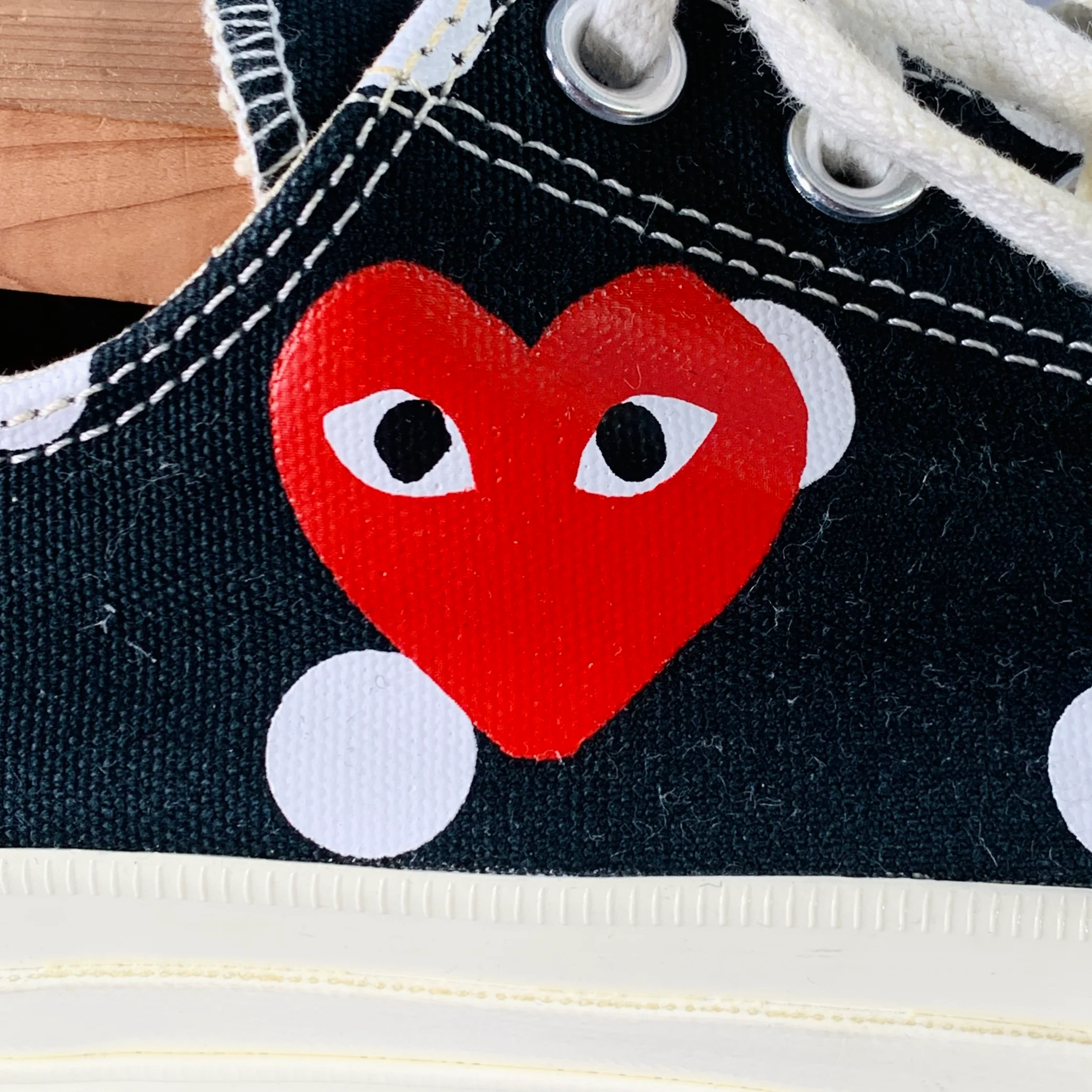 CONVERSE Size 10 Black White Red Dots Canvas Sneakers - Image 3