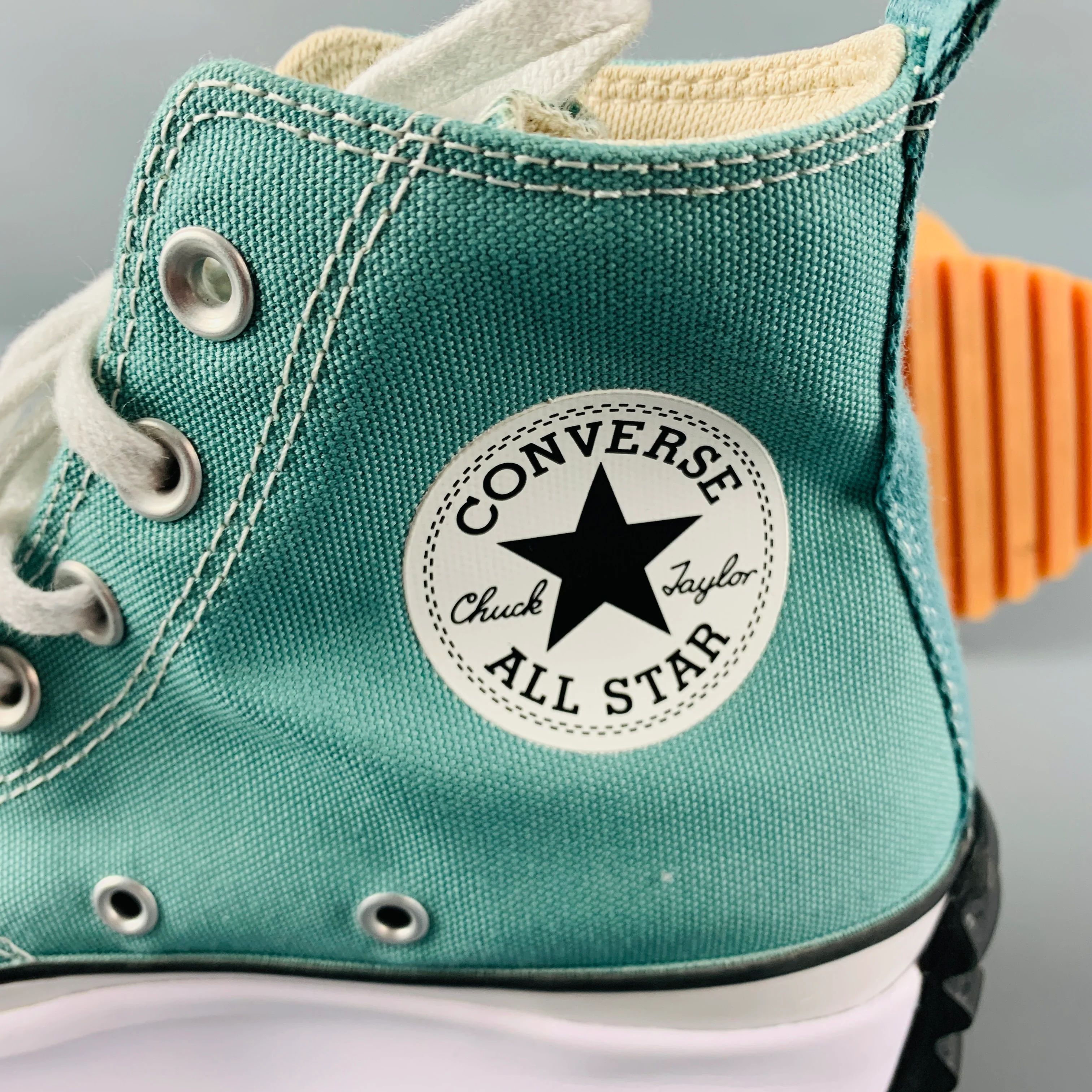 CONVERSE Size 7 White Green Canvas High Top Sneakers - Image 7