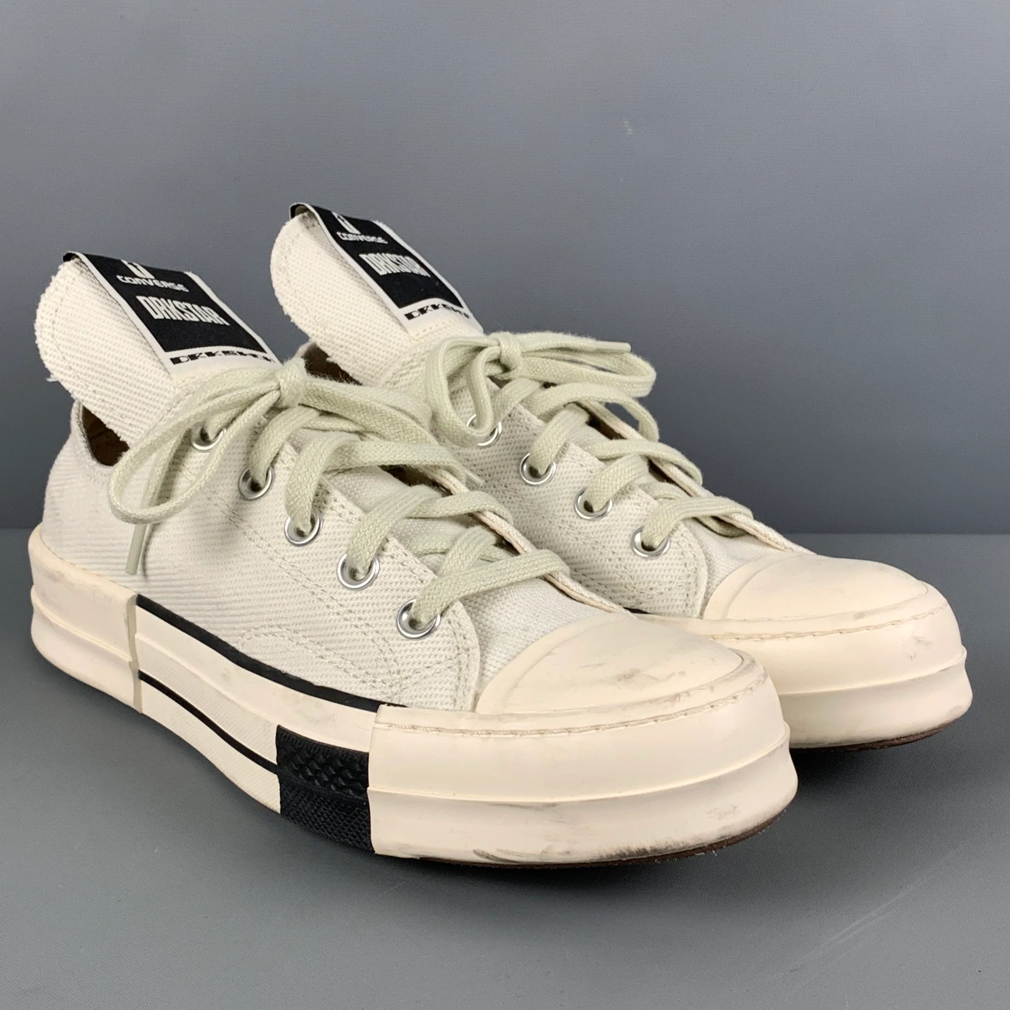 CONVERSE x DRKSHDW Size 7 Off White Black Canvas Low Top Sneakers - Image 2
