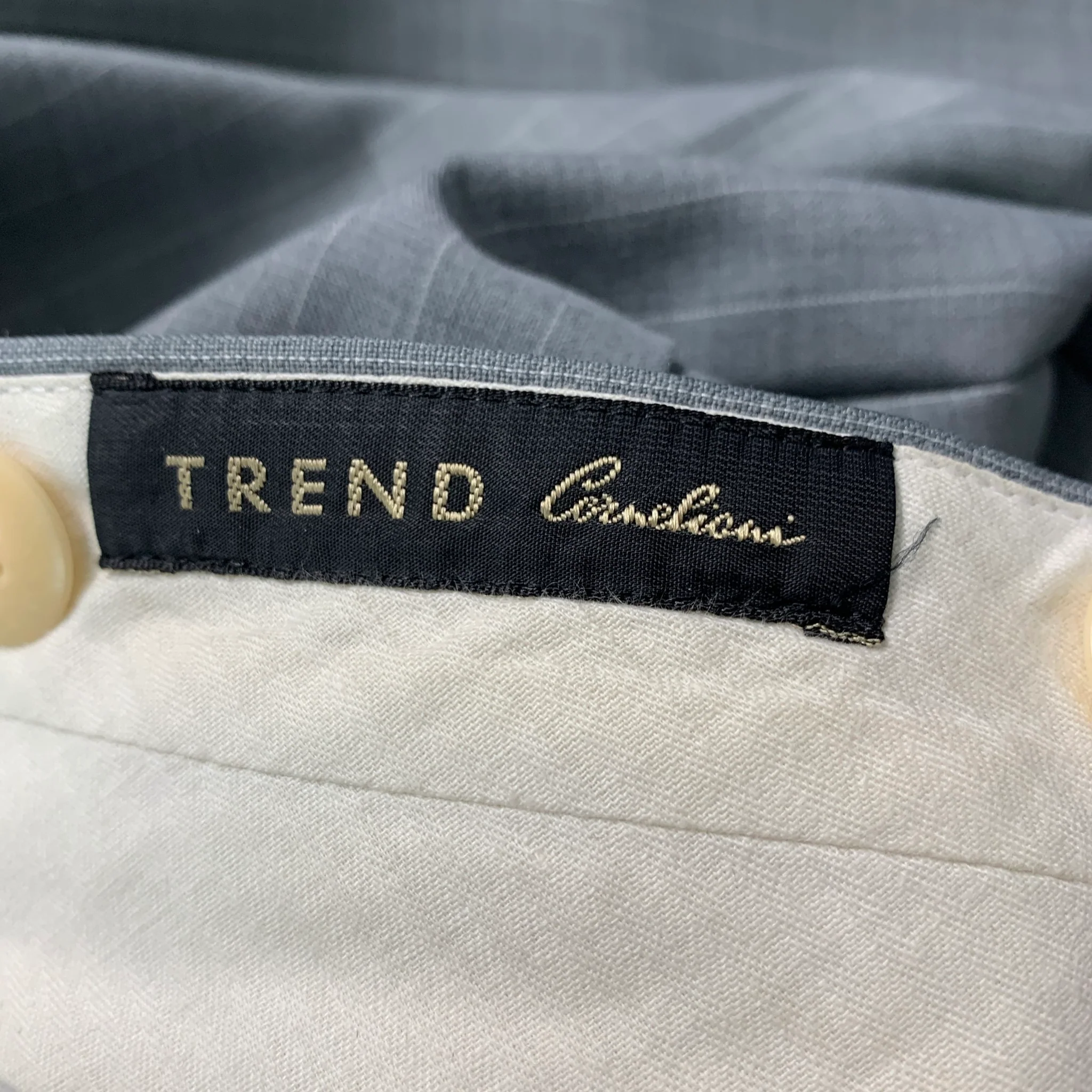 CORNELIANI Size 40 Grey Cream Pinstripe Virgin Wool Single Breasted Suit - Image 10