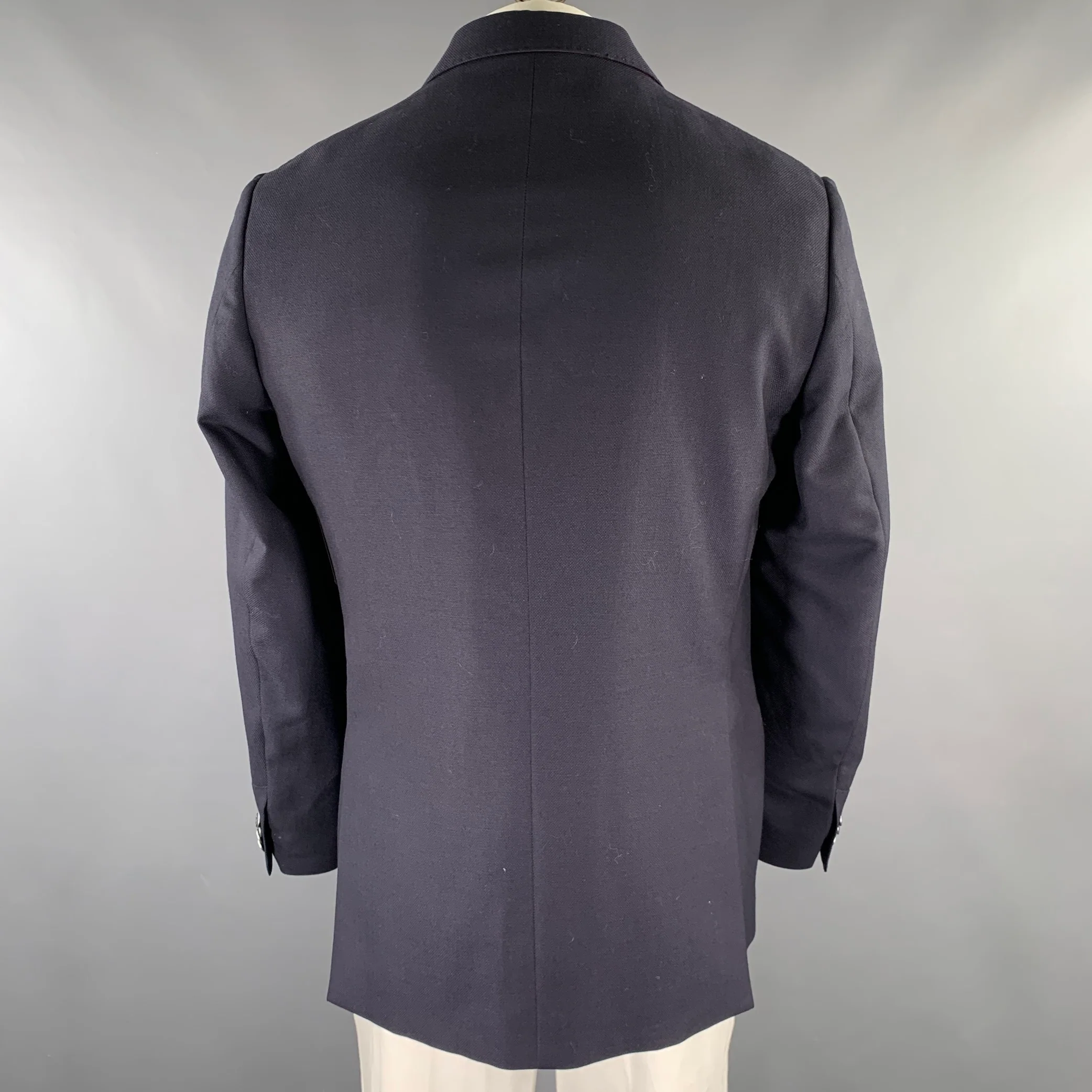 CORNELIANI Size L Navy Heather Wool Bomber Jacket - Image 4