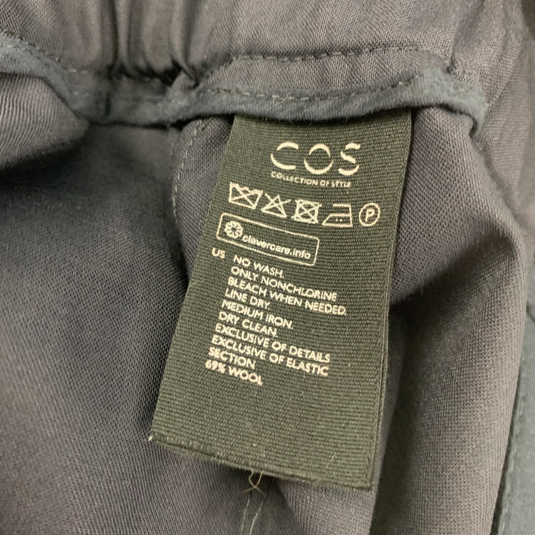 COS Size 32 Navy Wool Blend Straight Casual Pants - Image 5