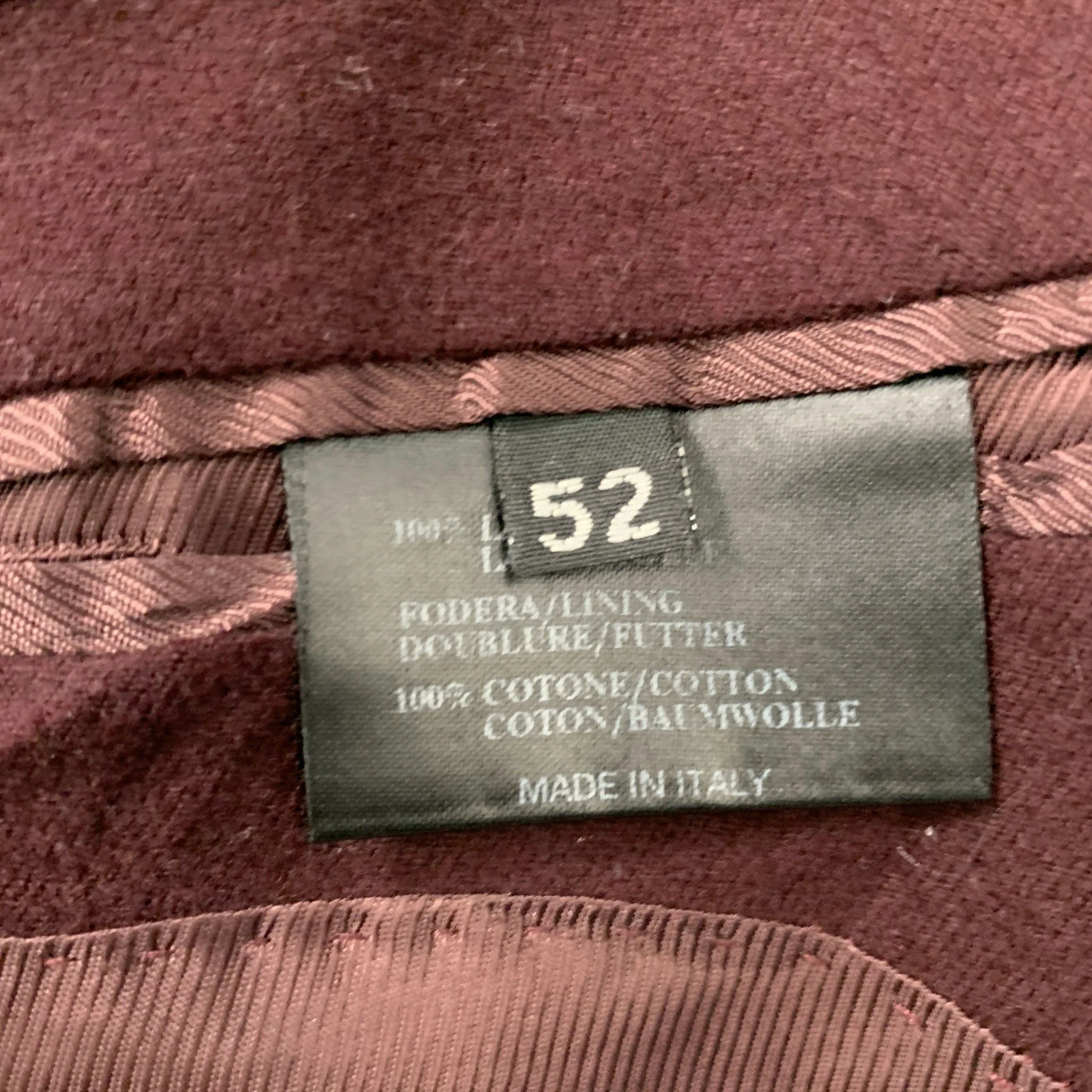 CoSTUME HOMME Size 42 Burgundy Wool Single Button Sport Coat - Image 5