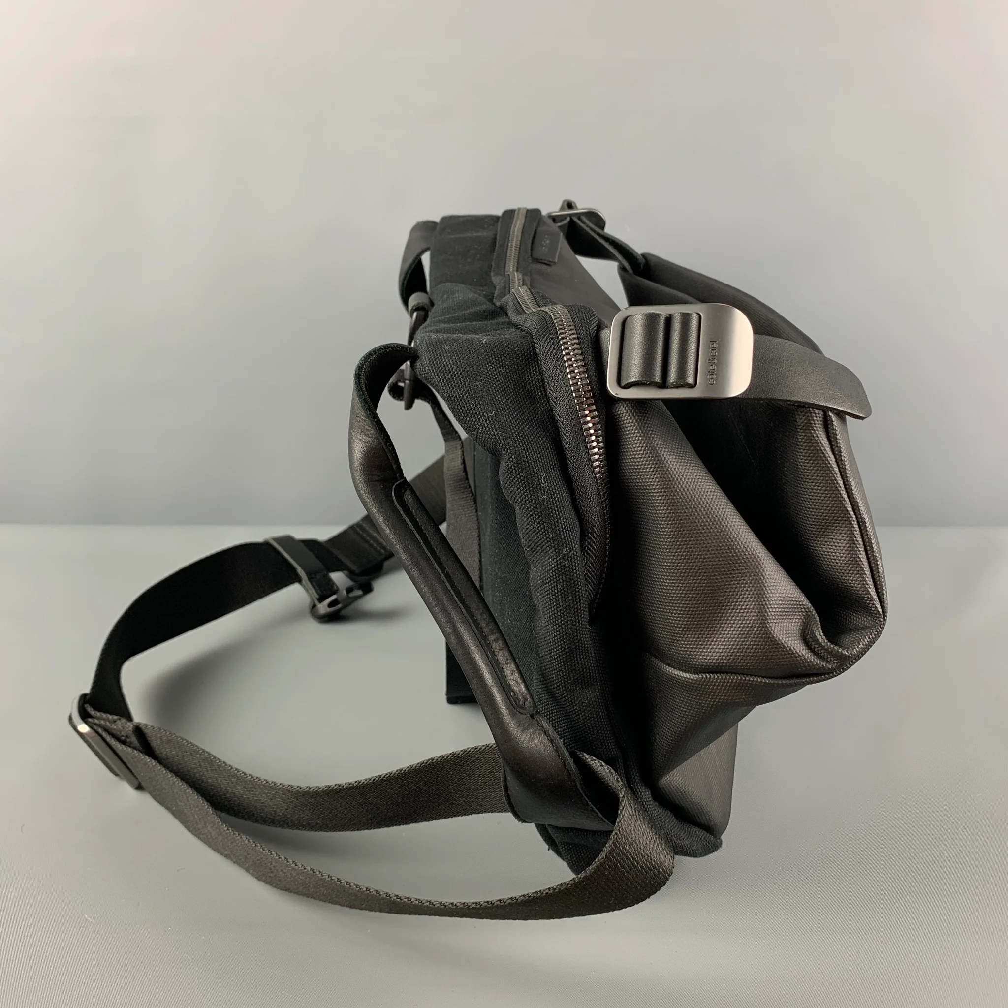 COTE & CIEL Black Mixed Materials Coated Canvas Cross Body Bag - Image 2