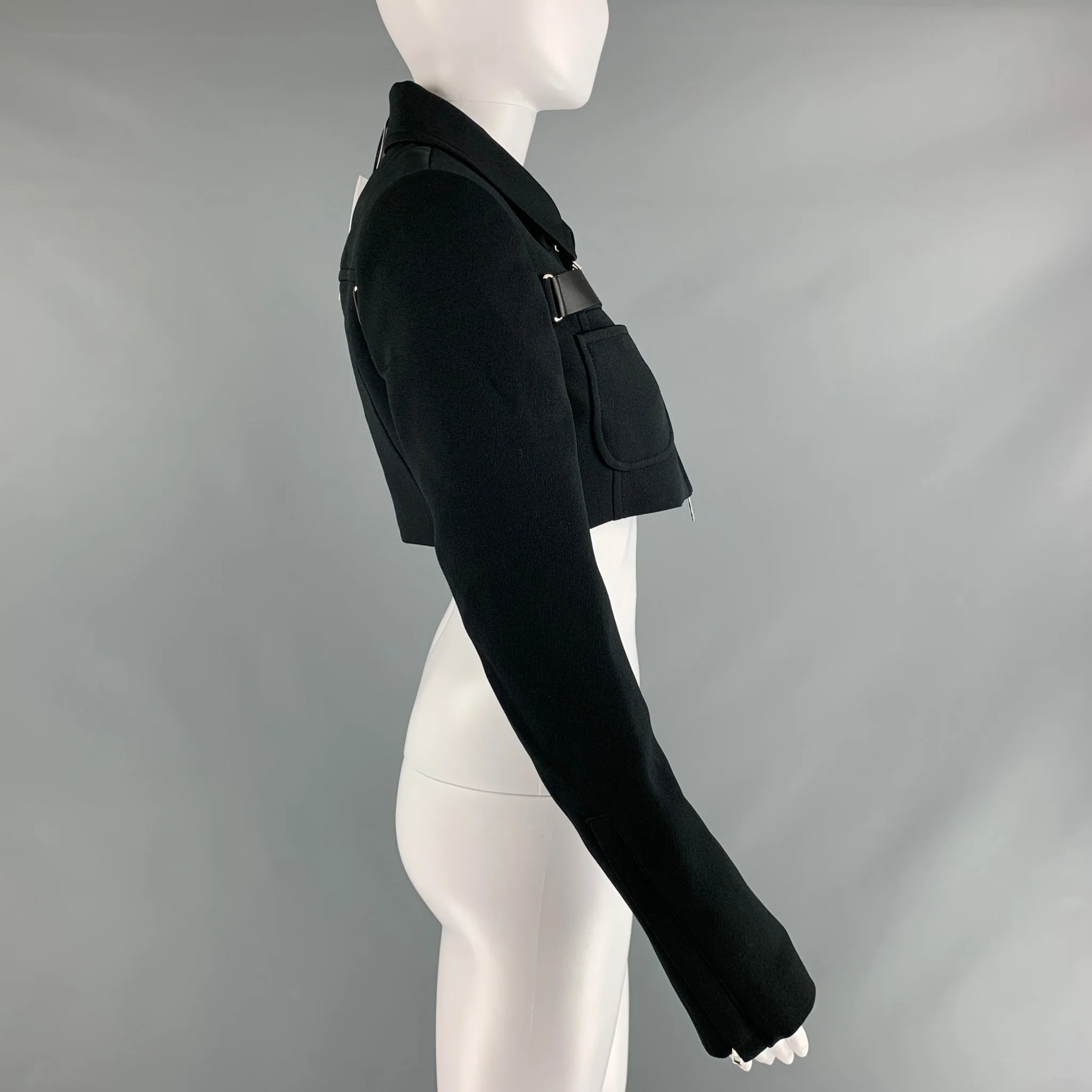COURREGES Size 4 Black Polyester Blend Cropped Jacket - Image 4