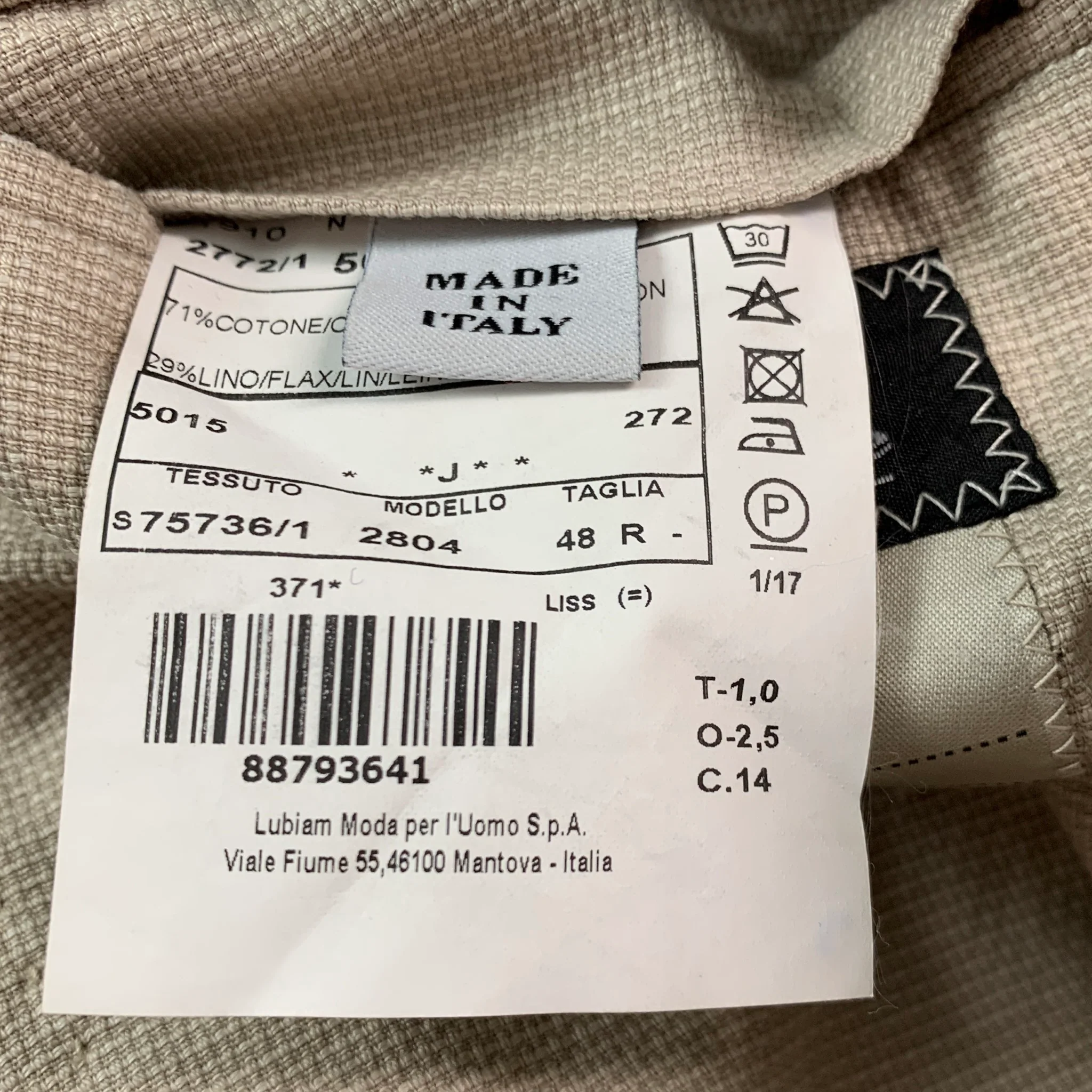 COUTURE Chest Size 38 Beige Textured Cotton Linen Single Breasted Sport Coat - Image 9