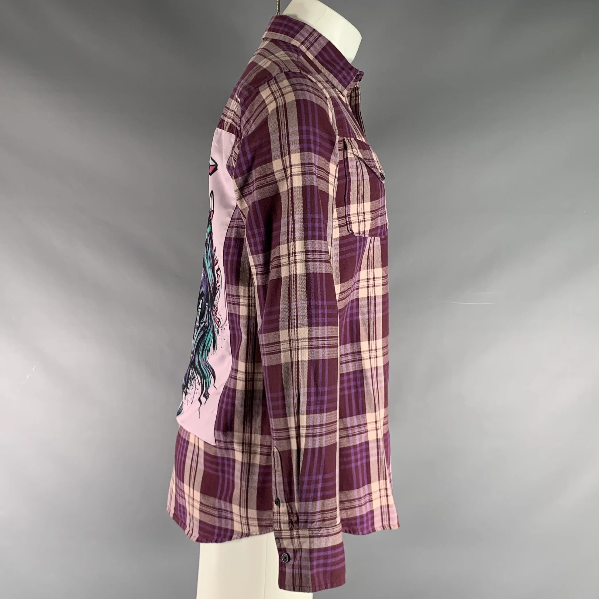 CULT OF INDIVIDUALITY Size S Purple Plaid Cotton Button Up Long Sleeve Shirt - Image 3