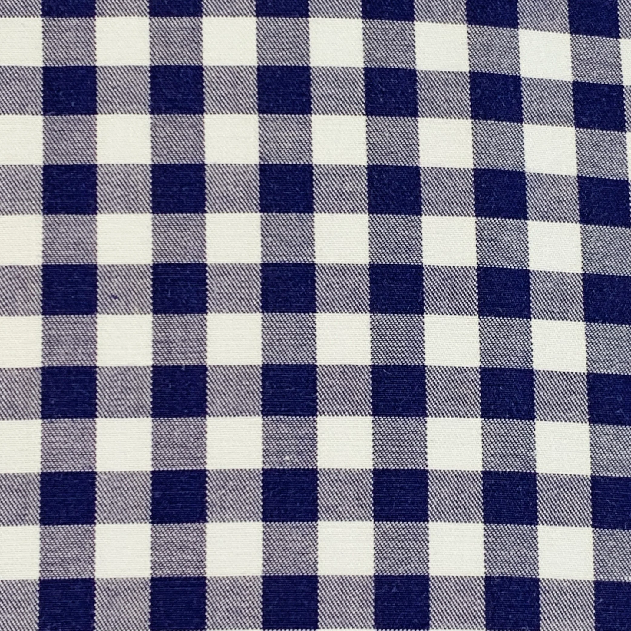 CULTURATA Size M White Navy Blue Gingham Cotton Tailored Fit Long Sleeve Shirt - Image 2