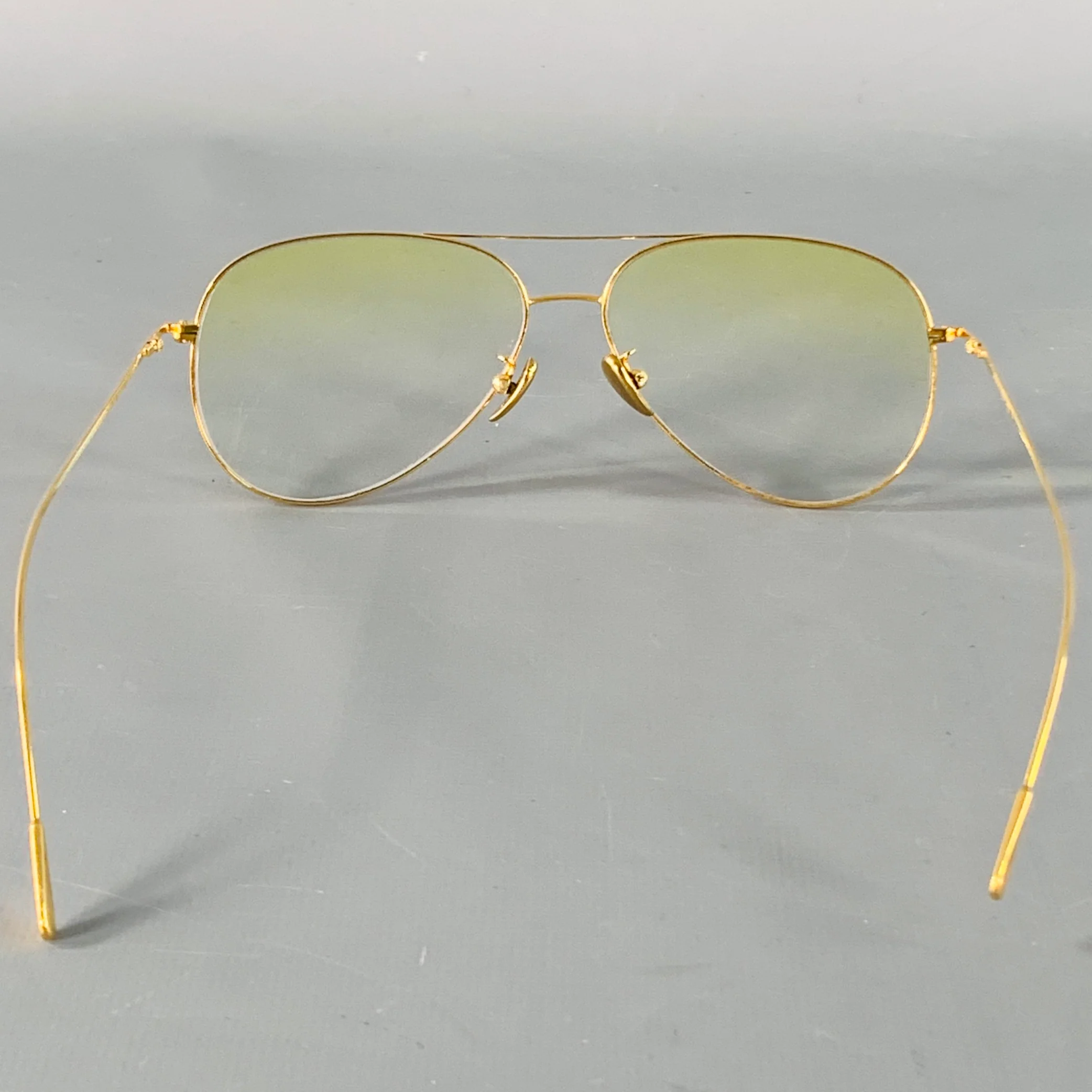 CUTLER AND GROSS Gold Yellow Metal Aviator Sunglasses Frames - Image 3