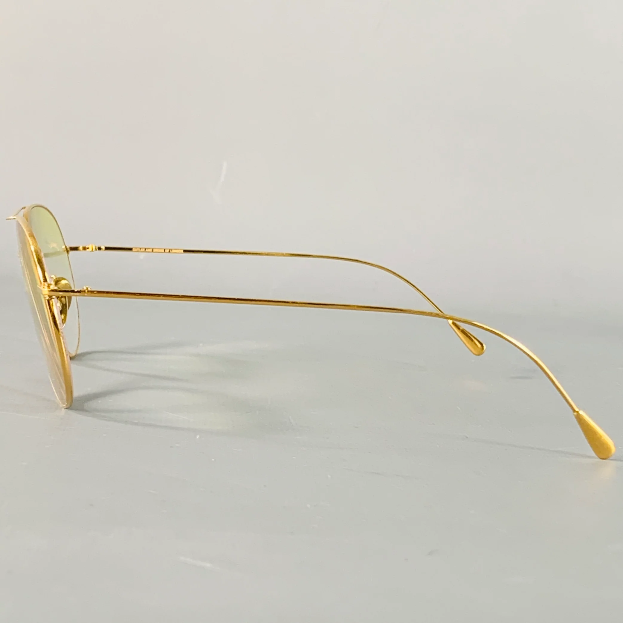 CUTLER AND GROSS Gold Yellow Metal Aviator Sunglasses Frames - Image 4