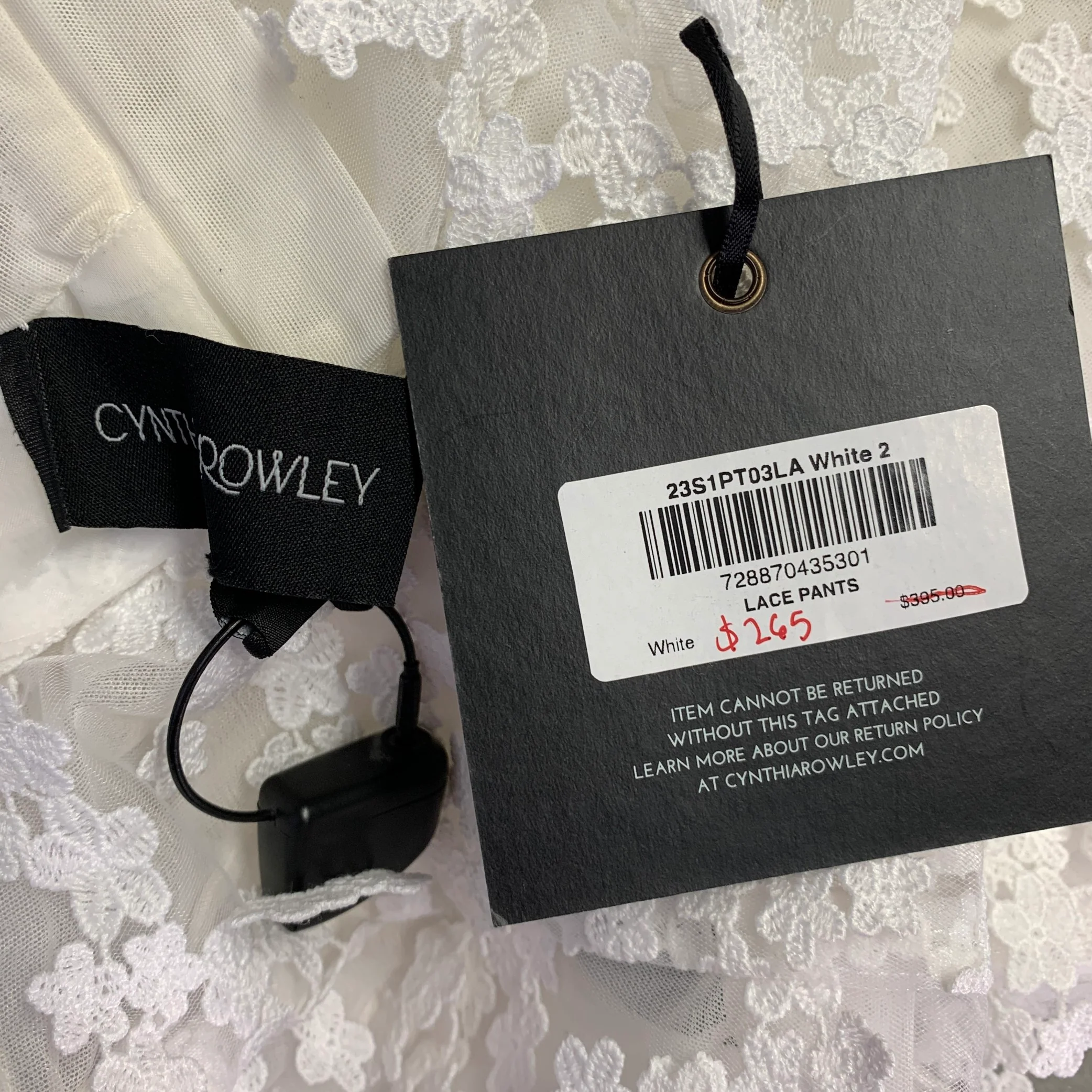 CYNTHIA ROWLEY Size 2 White Polyester Lace Wide Leg Dress Pants - Image 4