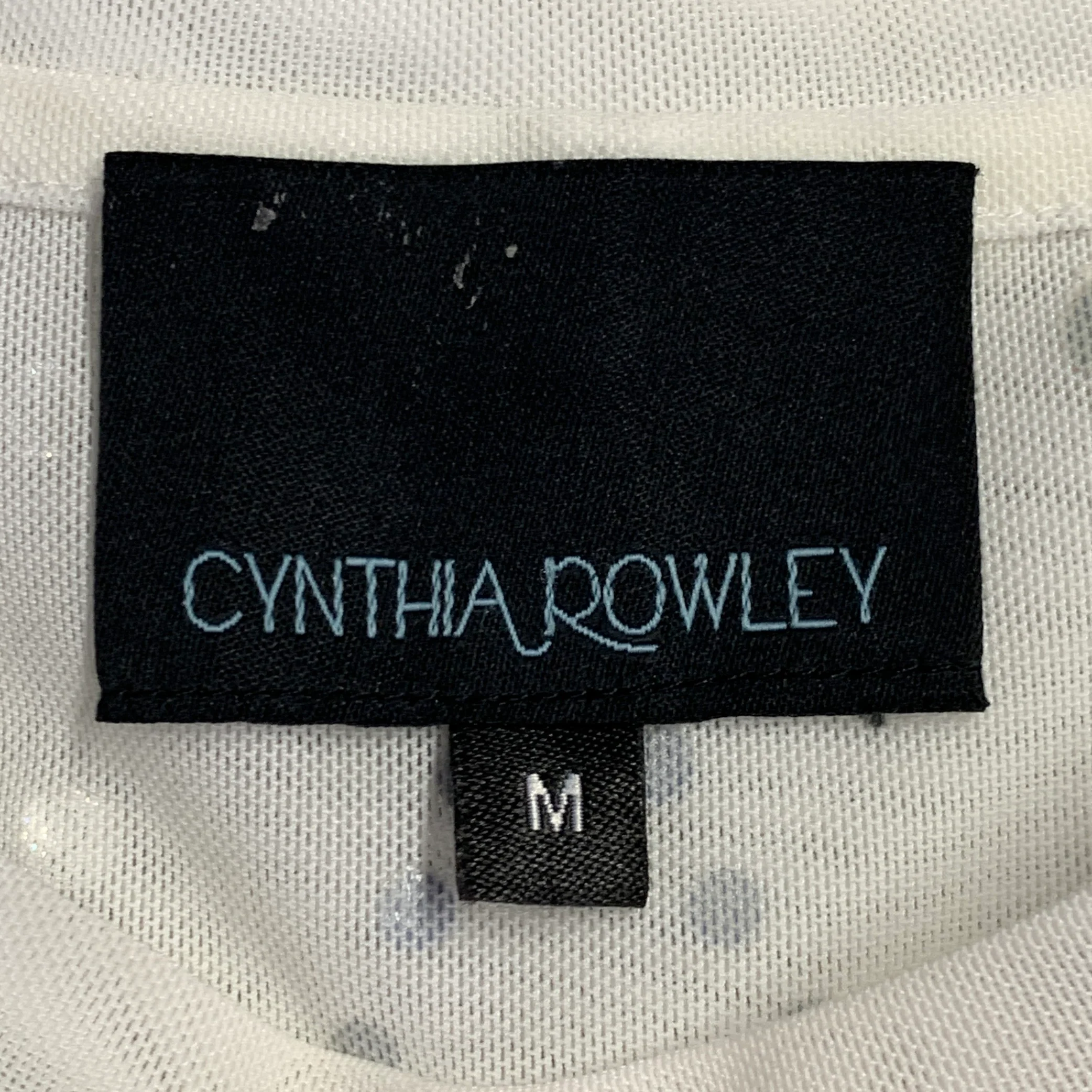 CYNTHIA ROWLEY Size M White Polyester Blend Mesh Rhinestone Studded Crew Neck T-Shirt - Image 4