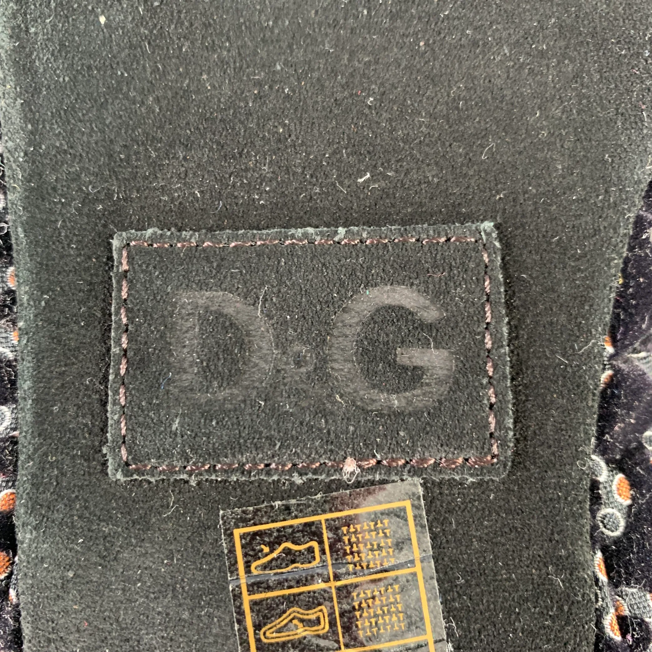 D&G by DOLCE & GABBANA Size 10 Black Orange Circles Velvet Slip On Loafers - Image 7