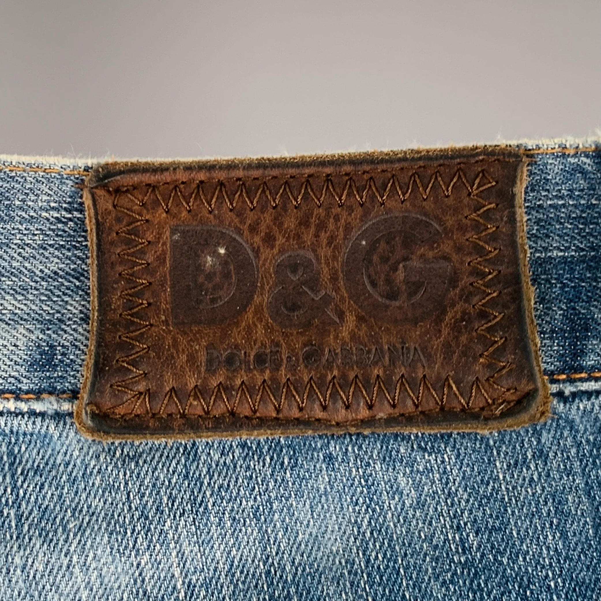 D&G by DOLCE & GABBANA Size 30 Blue Distressed Cotton Straight Jeans - Image 5