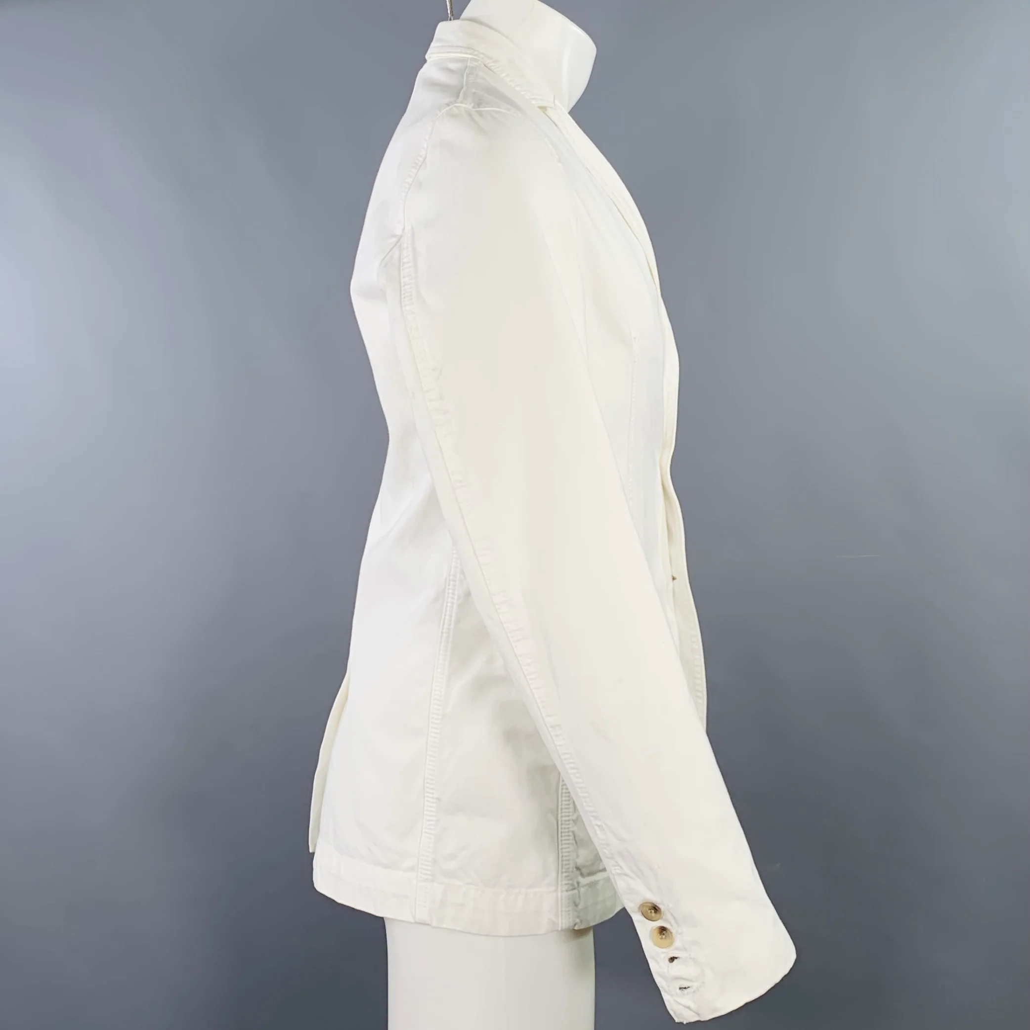 D&G by DOLCE & GABBANA Size 38 White Cotton Peak Lapel Jacket - Image 2