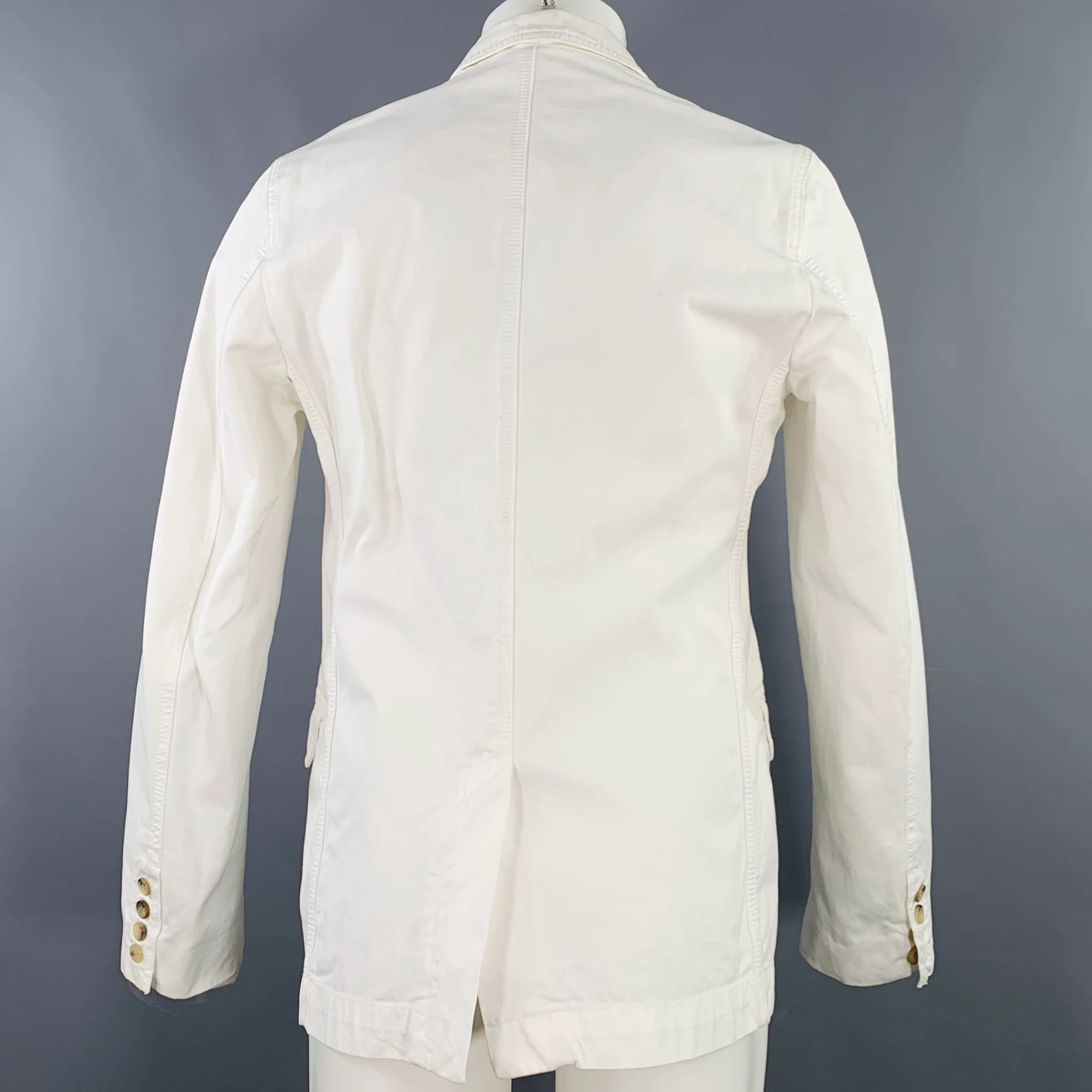D&G by DOLCE & GABBANA Size 38 White Cotton Peak Lapel Jacket - Image 3
