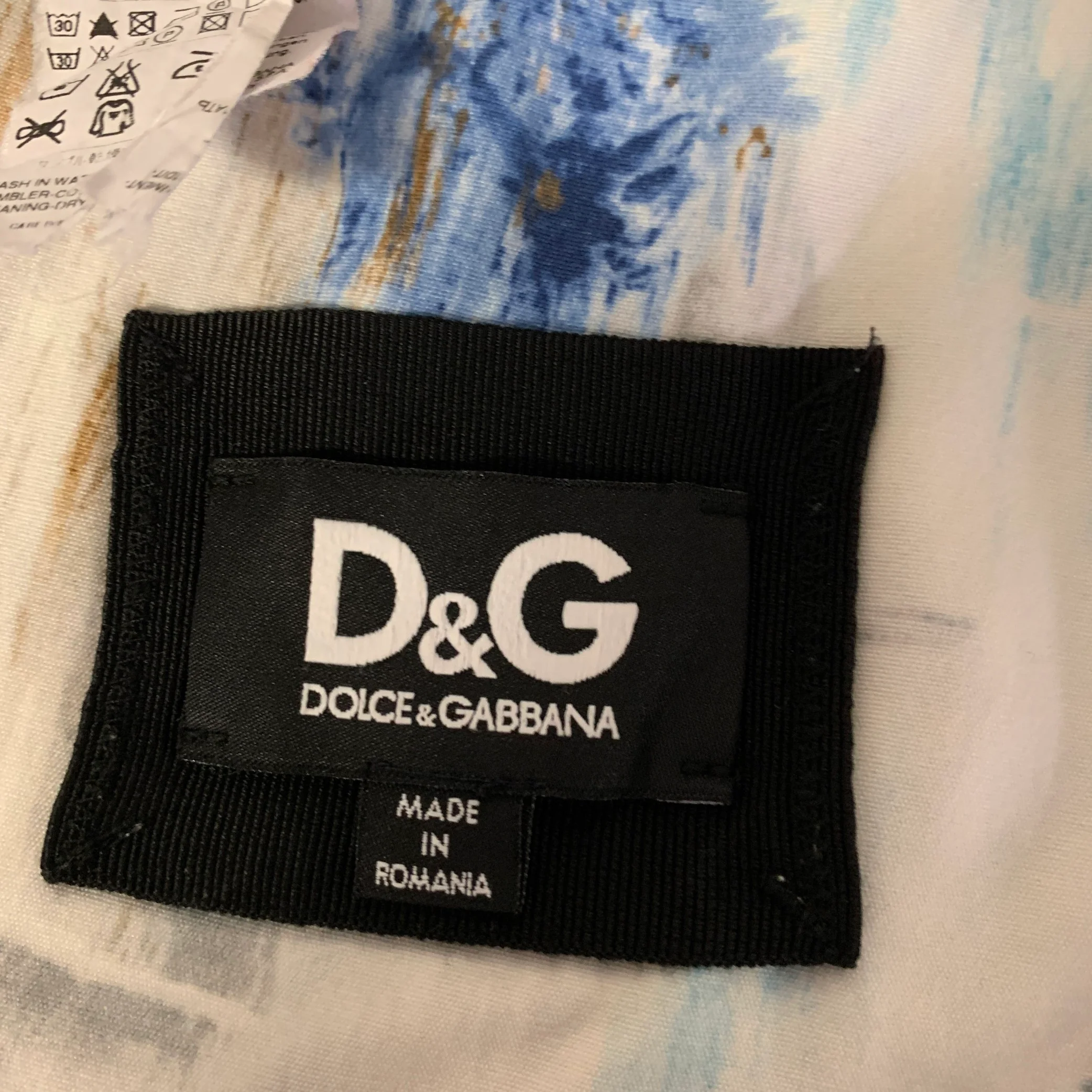 D&G by DOLCE & GABBANA Size 44 White Blue Brown Tropical Print Cotton Sport Coat - Image 6