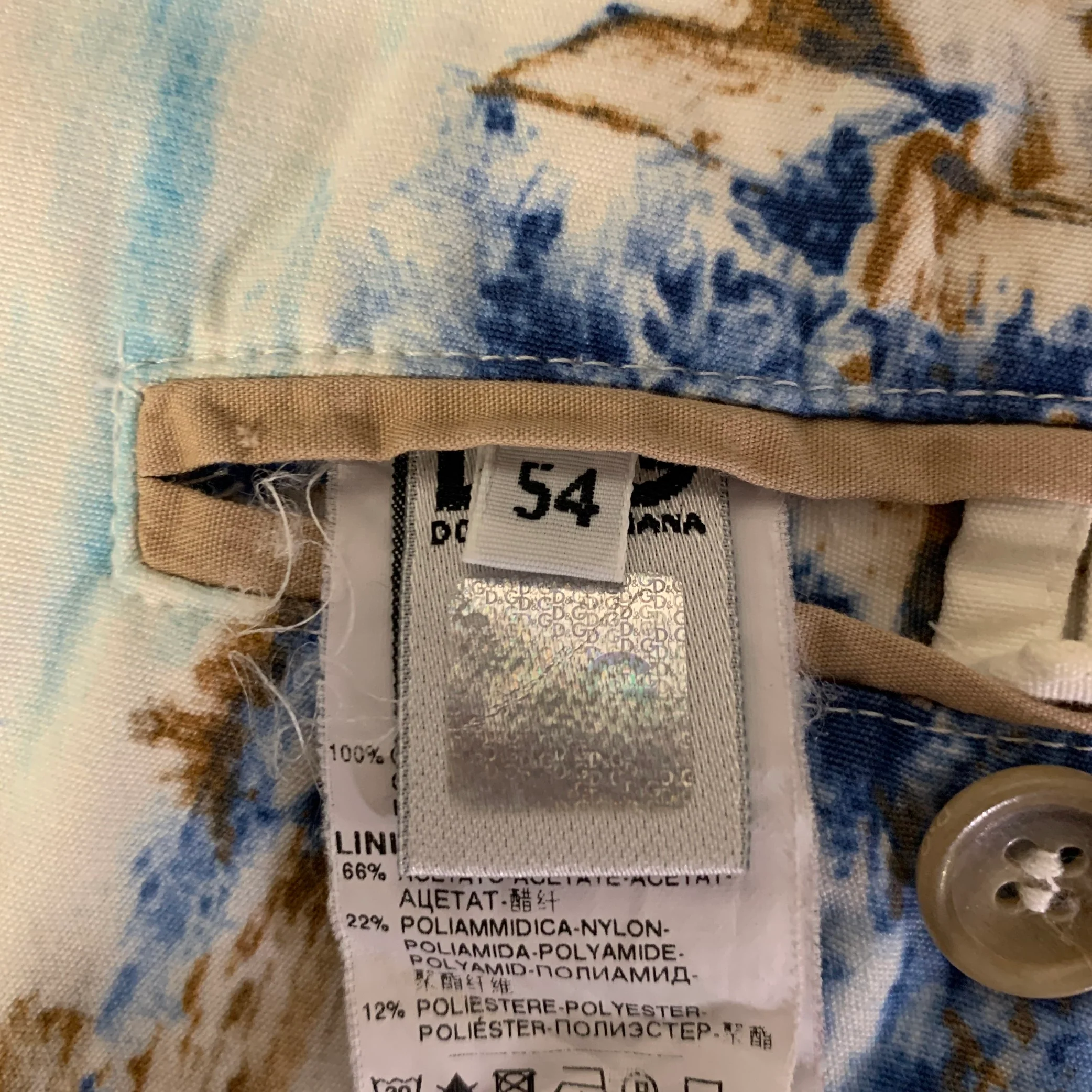 D&G by DOLCE & GABBANA Size 44 White Blue Brown Tropical Print Cotton Sport Coat - Image 7