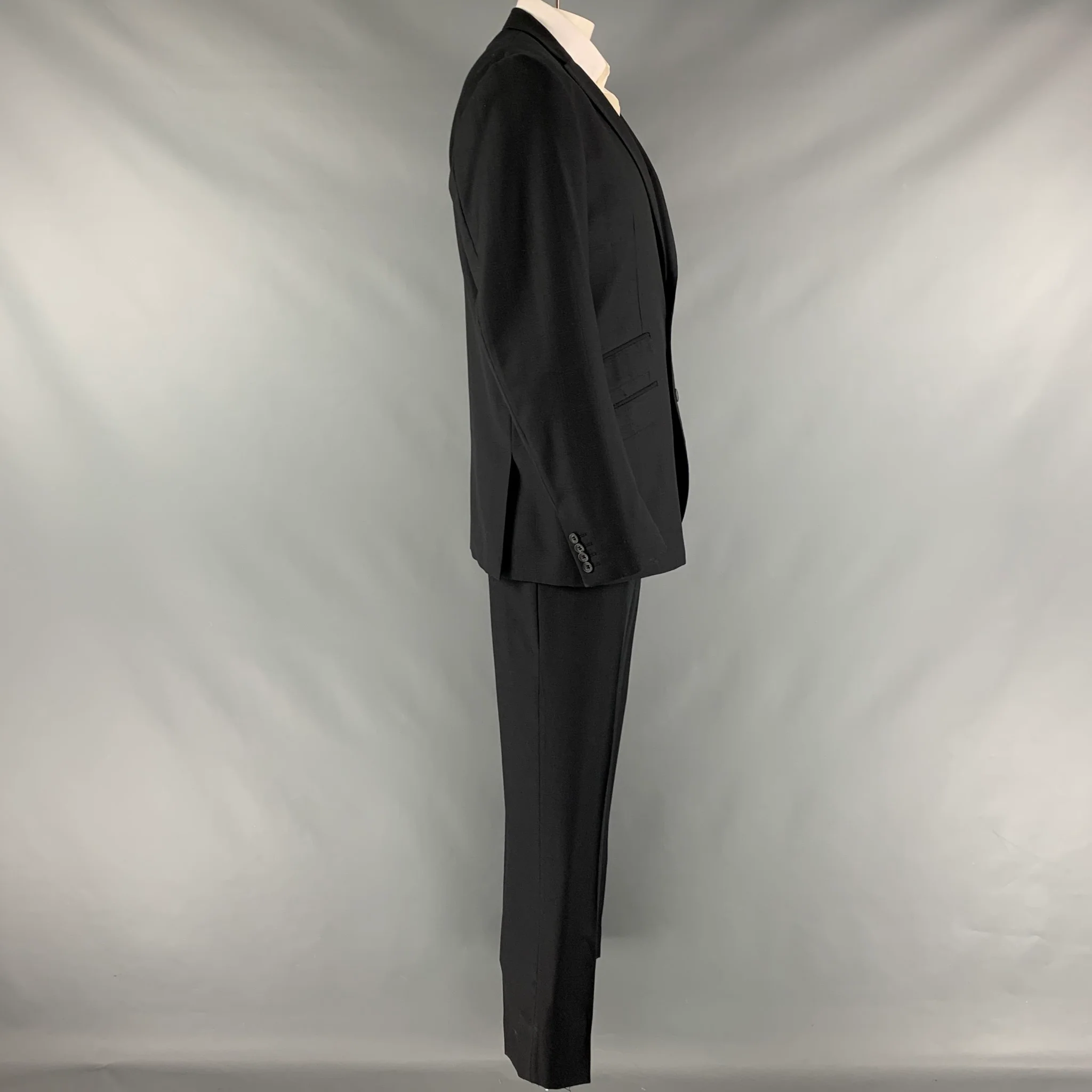 D&G by DOLCE & GABBANA Size 46 Black Window Pane Wool Viscose Blend Suit - Image 3