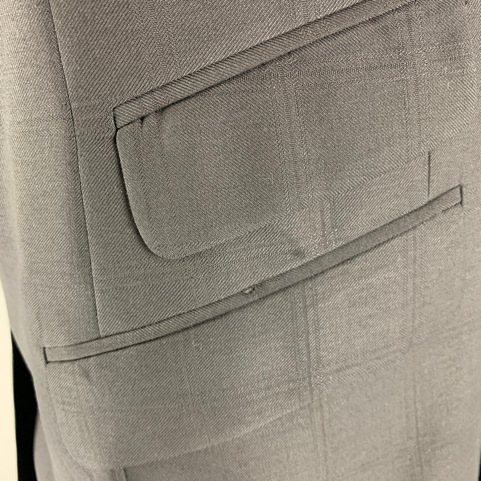 D&G by DOLCE & GABBANA Size 46 Black Window Pane Wool Viscose Blend Suit - Image 7