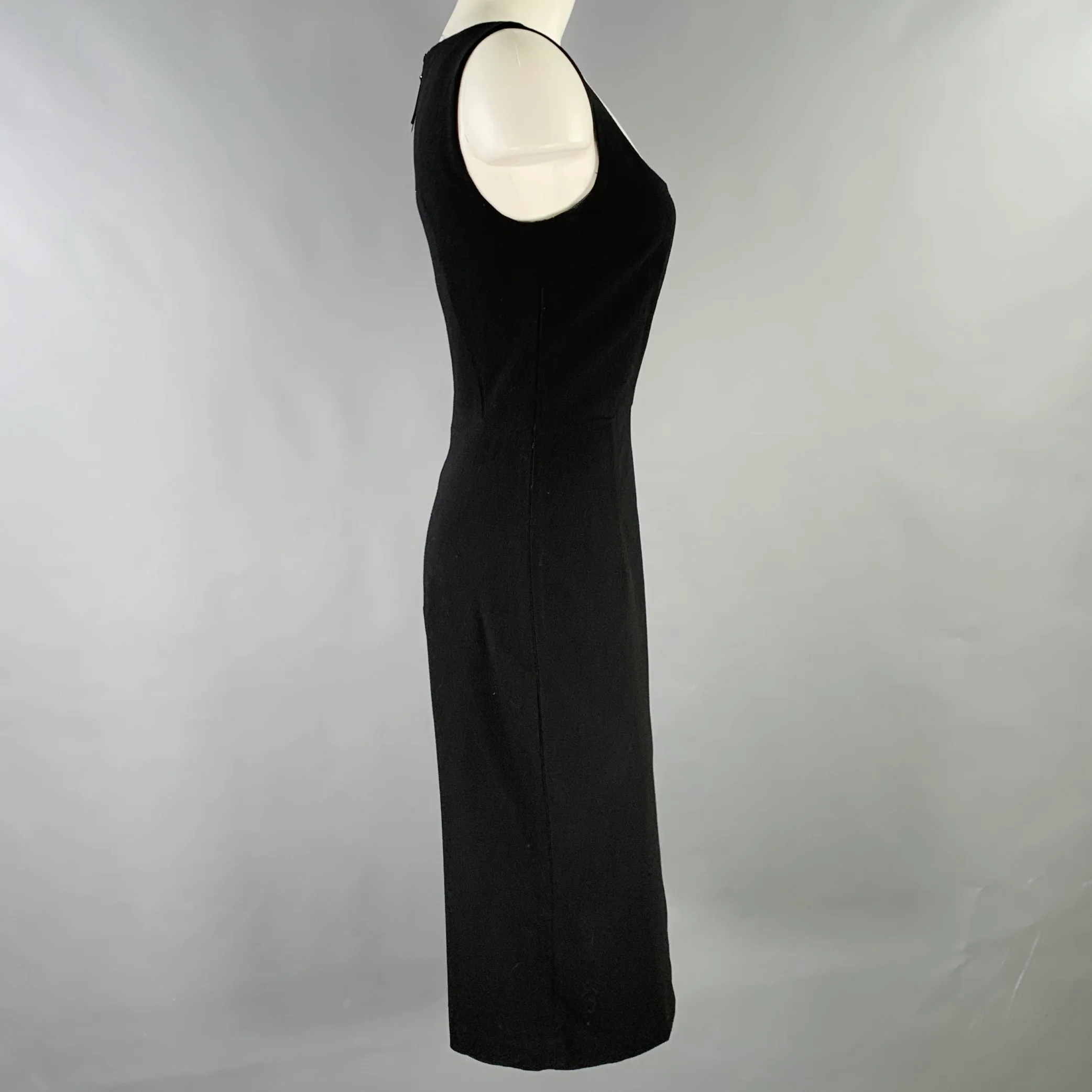 D&G by DOLCE & GABBANA Size 6 Black Crepe Back Zip Dress - Image 2