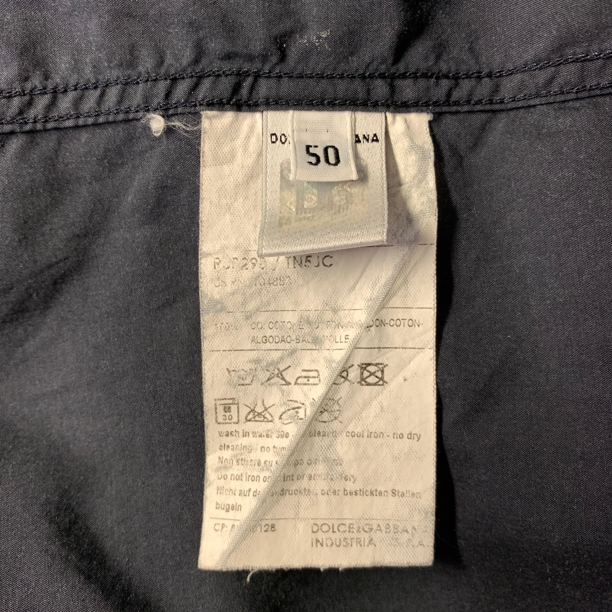 D&G by DOLCE & GABBANA Size M Grey Cotton Button Down Long Sleeve Shirt - Image 6