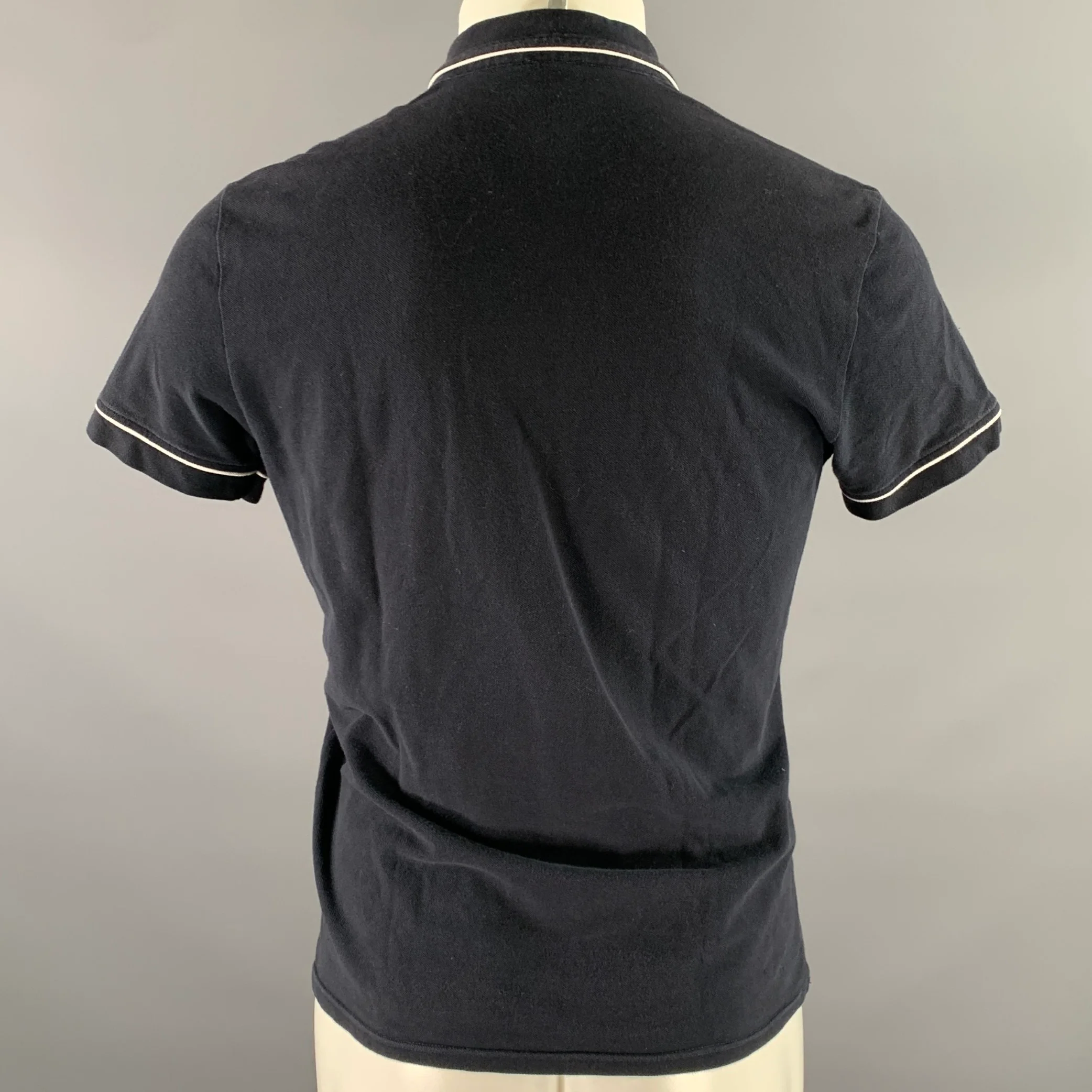 D&G by DOLCE & GABBANA Size S Navy Piped Collar Polo - Image 4