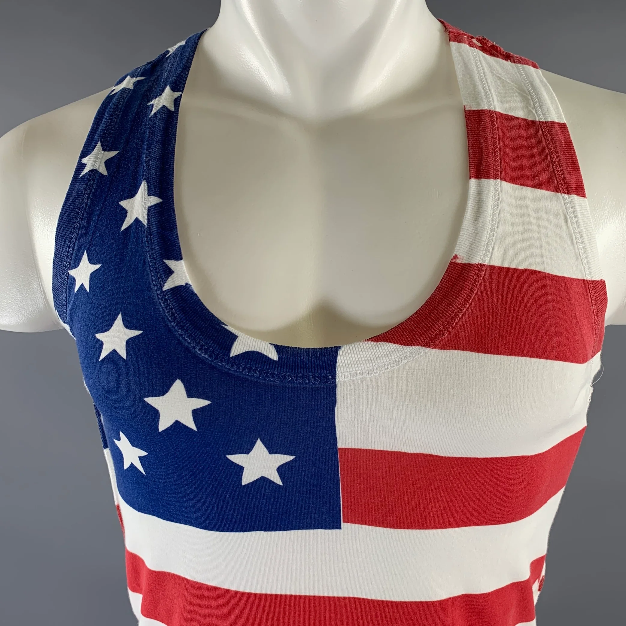 D&G by DOLCE & GABBANA Size S Red White Blue Flag Tank - Image 2
