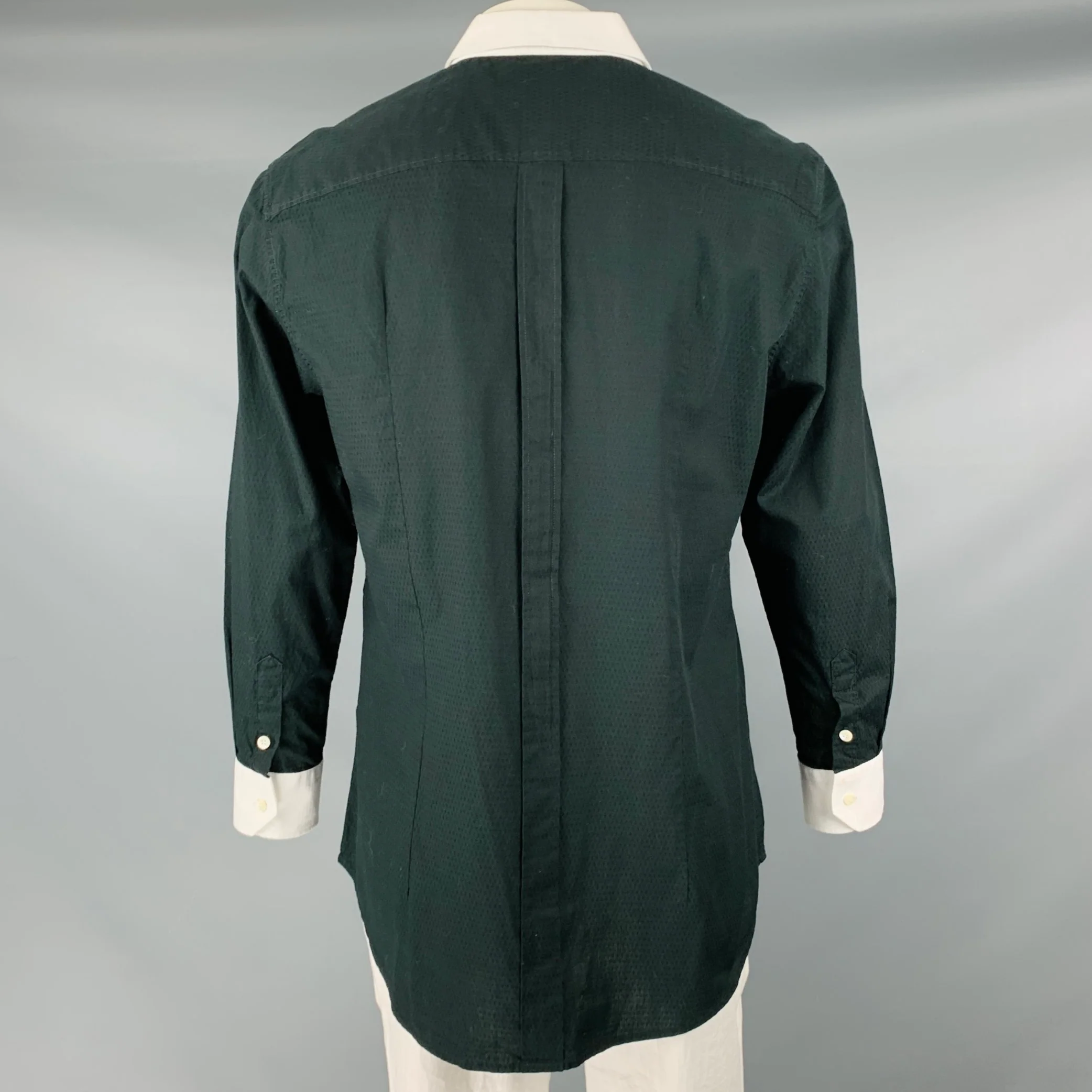 D&G by DOLCE & GABBANA Size XL Black White Two Toned Cotton Long Sleeve Shirt - Image 3