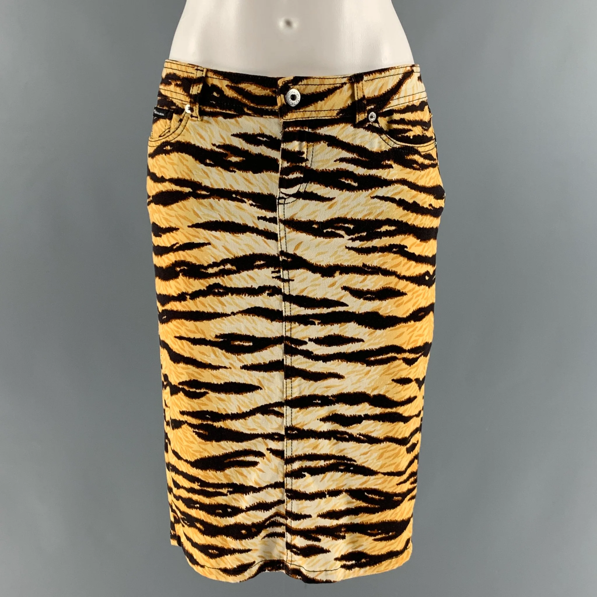 D&G by DOLCE & GABBANA Size XS Brown Gold Cotton Blend Skirt Sets - Image 5