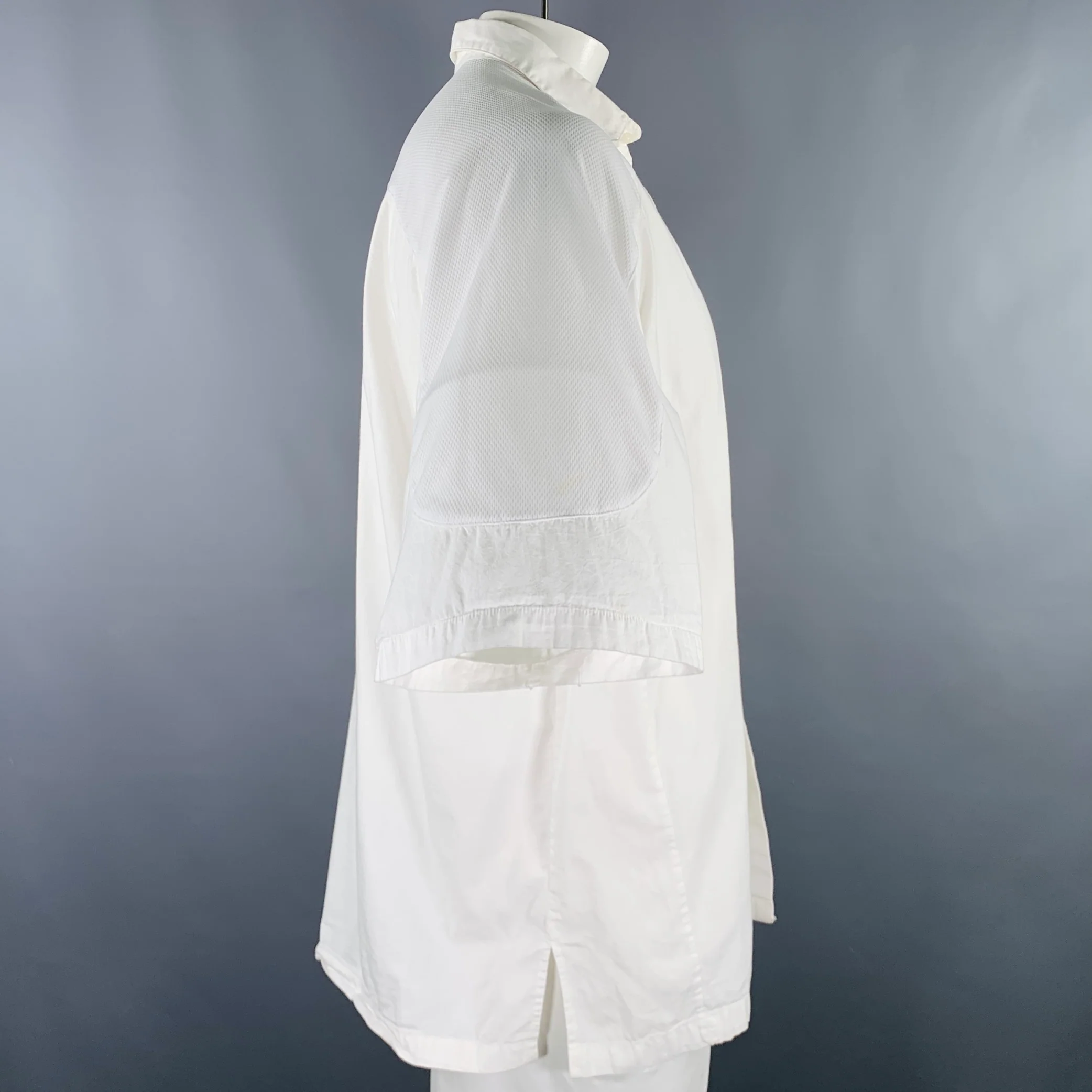 D.GNAK by KANG D. One Size White Mixed Fabrics Oversized Long Sleeve Shirt - Image 3