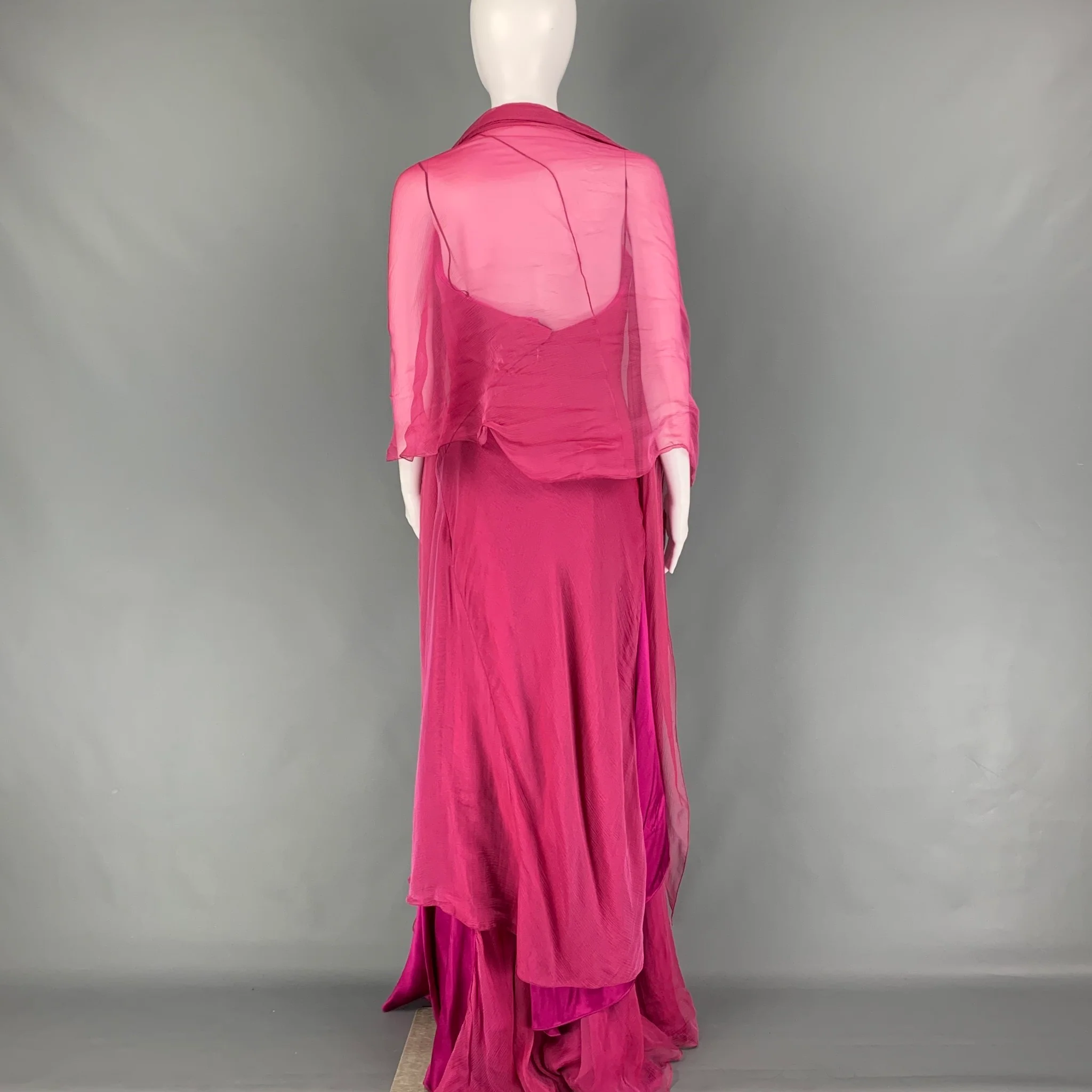 DANES Size 8 Fuchsia Silk Strapless A-line Gown Dress - Image 3