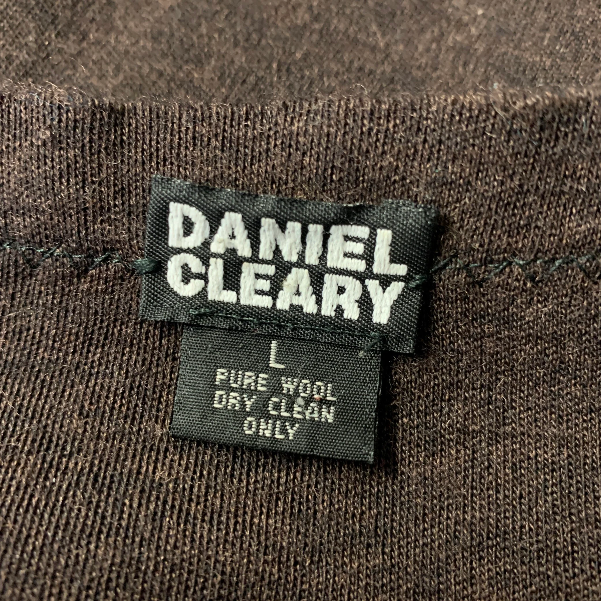 DANIEL CLEARY Size L Brown Wool Raw Edge Crew Neck Sweater - Image 5