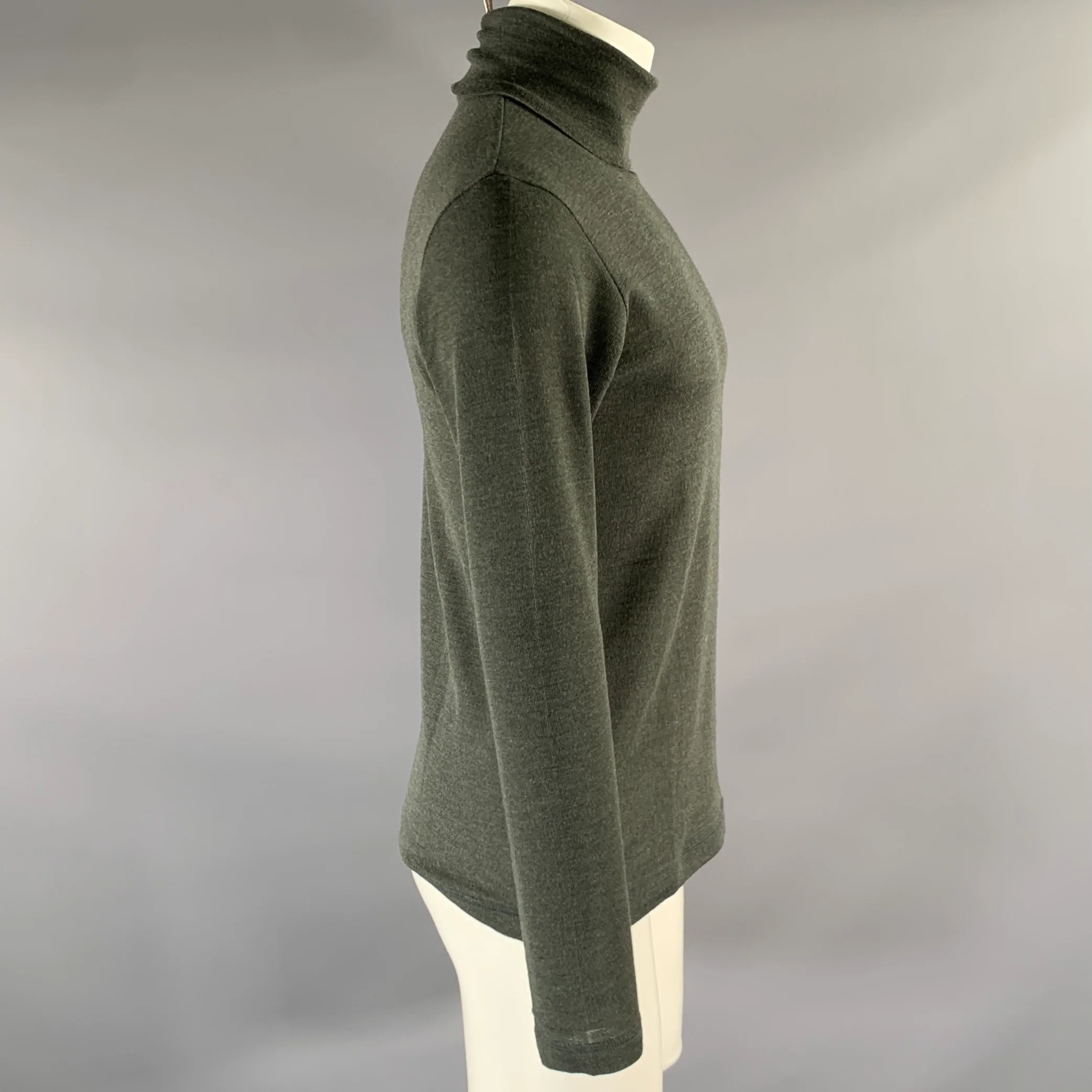 DANIEL CLEARY Size M Green Grey Knit Wool Turtleneck Pullover - Image 2