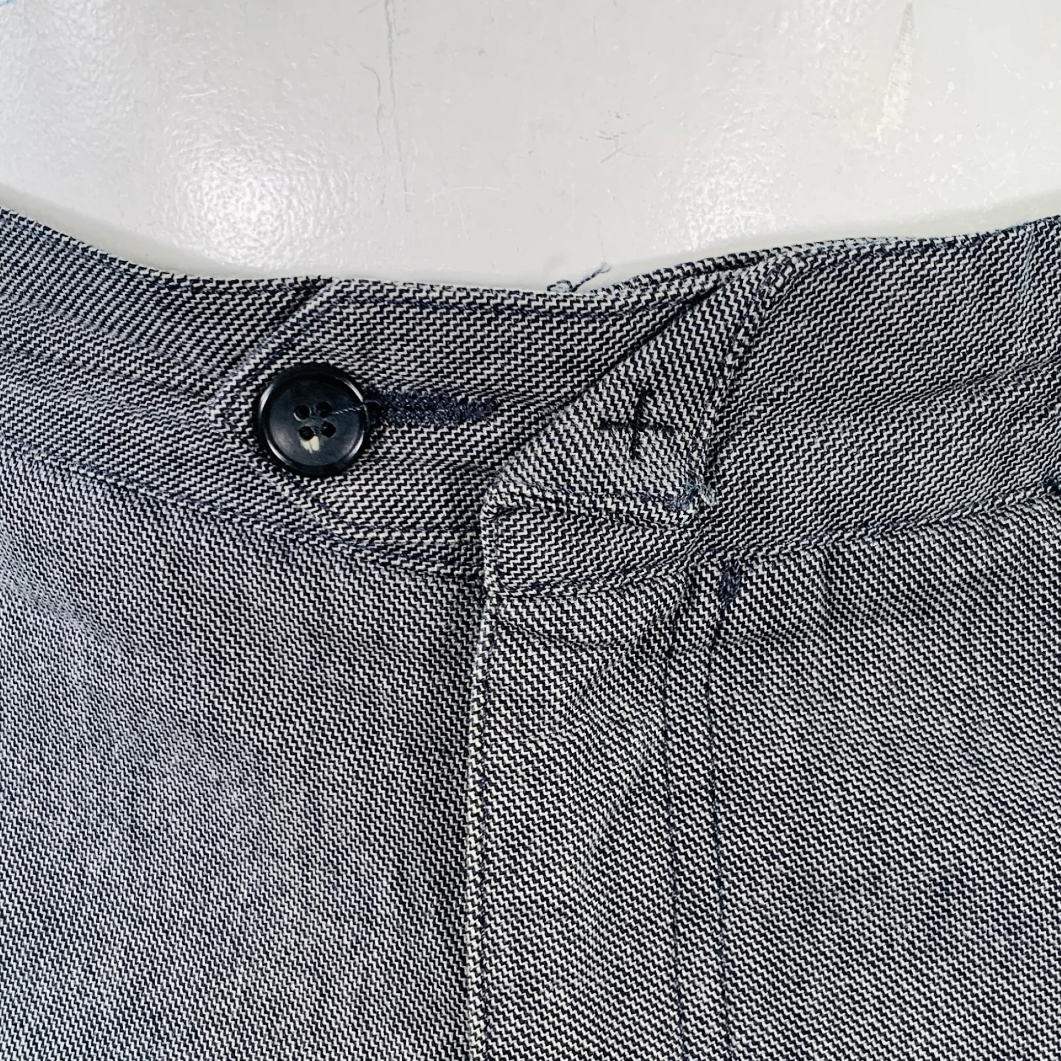 DANIELE ALESSANDRINI Size 34 Grey Twill Cotton Flat Front Dress Pants - Image 2