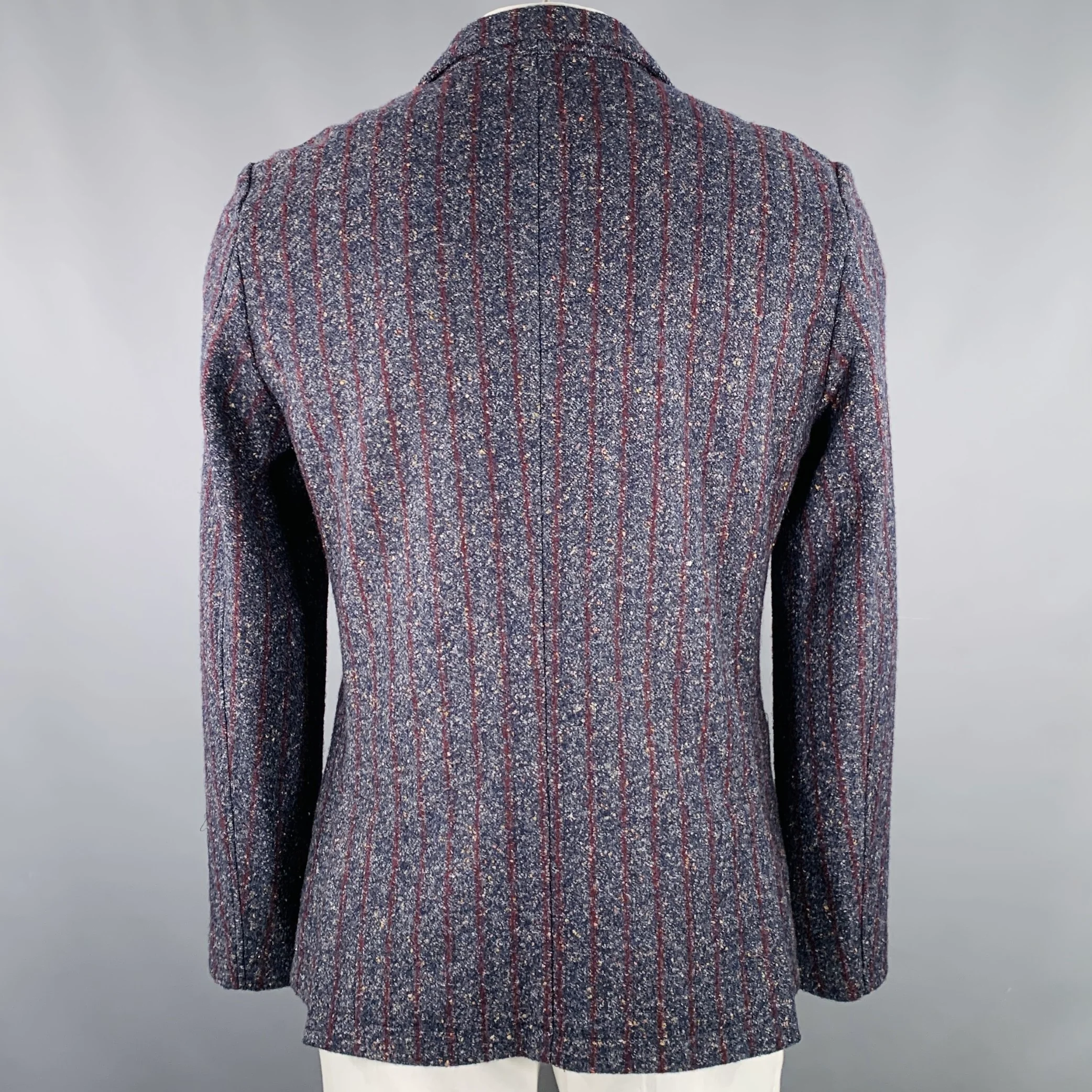 DANIELE ALESSANDRINI Size 42 Navy Burgundy White Tweed Sport Coat - Image 4