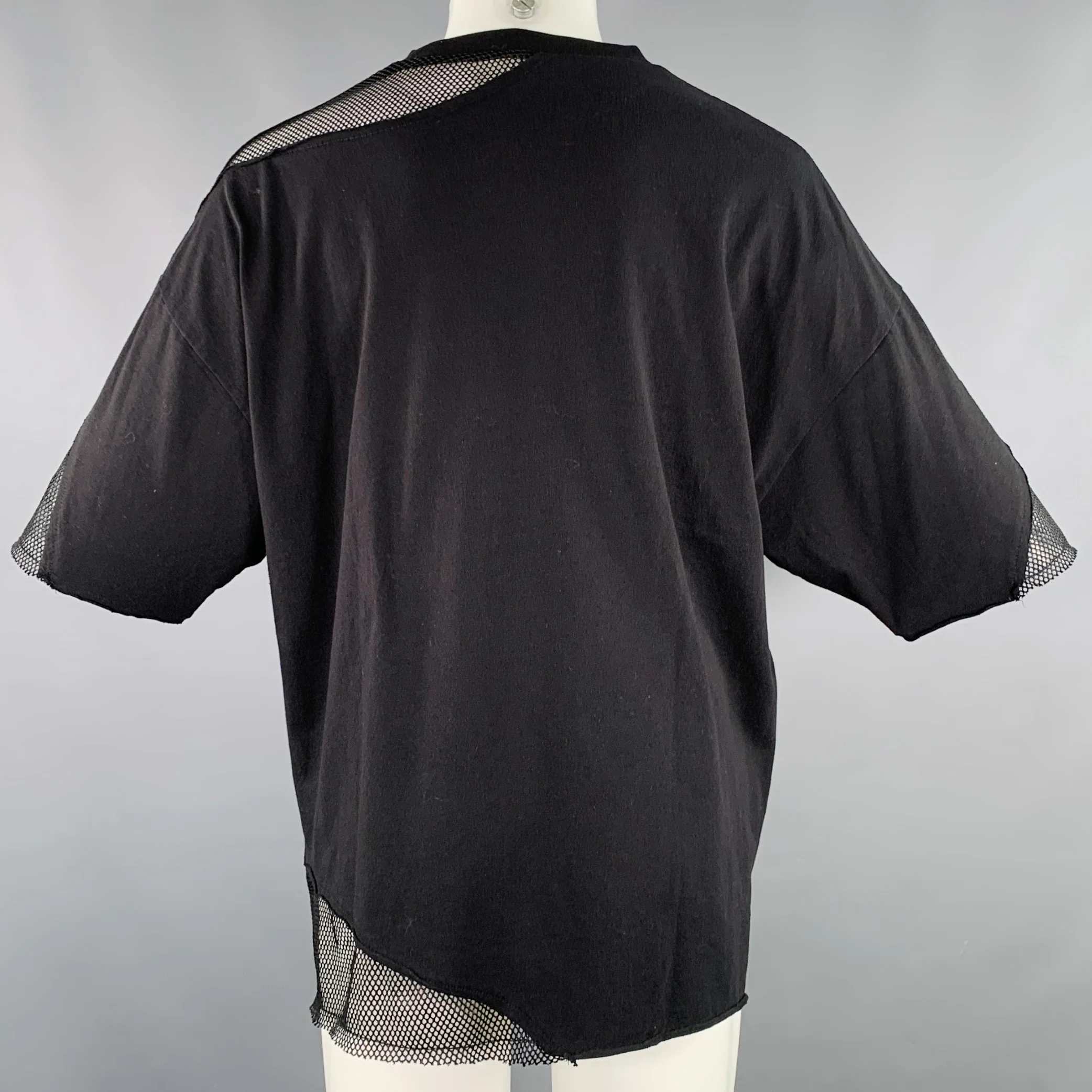 DANKE SCHON Size M Black Embroidery Cotton Mesh T-shirt - Image 4