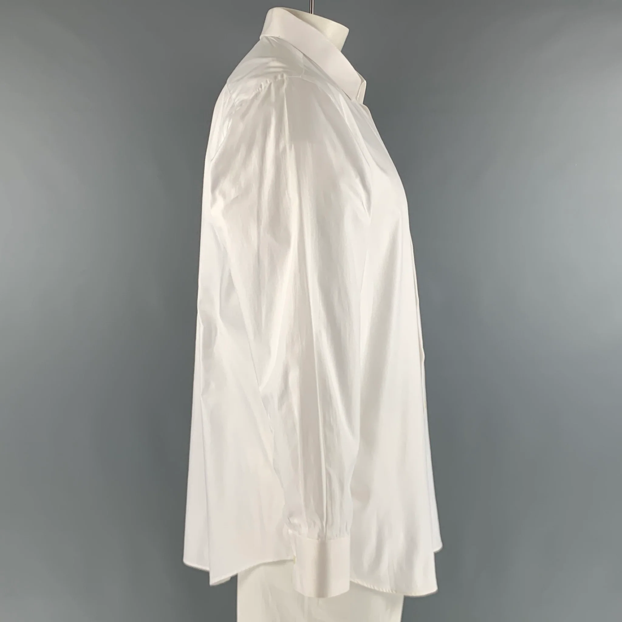 DAVID AUGUST Size XL White Monogram Cotton Button Up Long Sleeve Shirt - Image 3