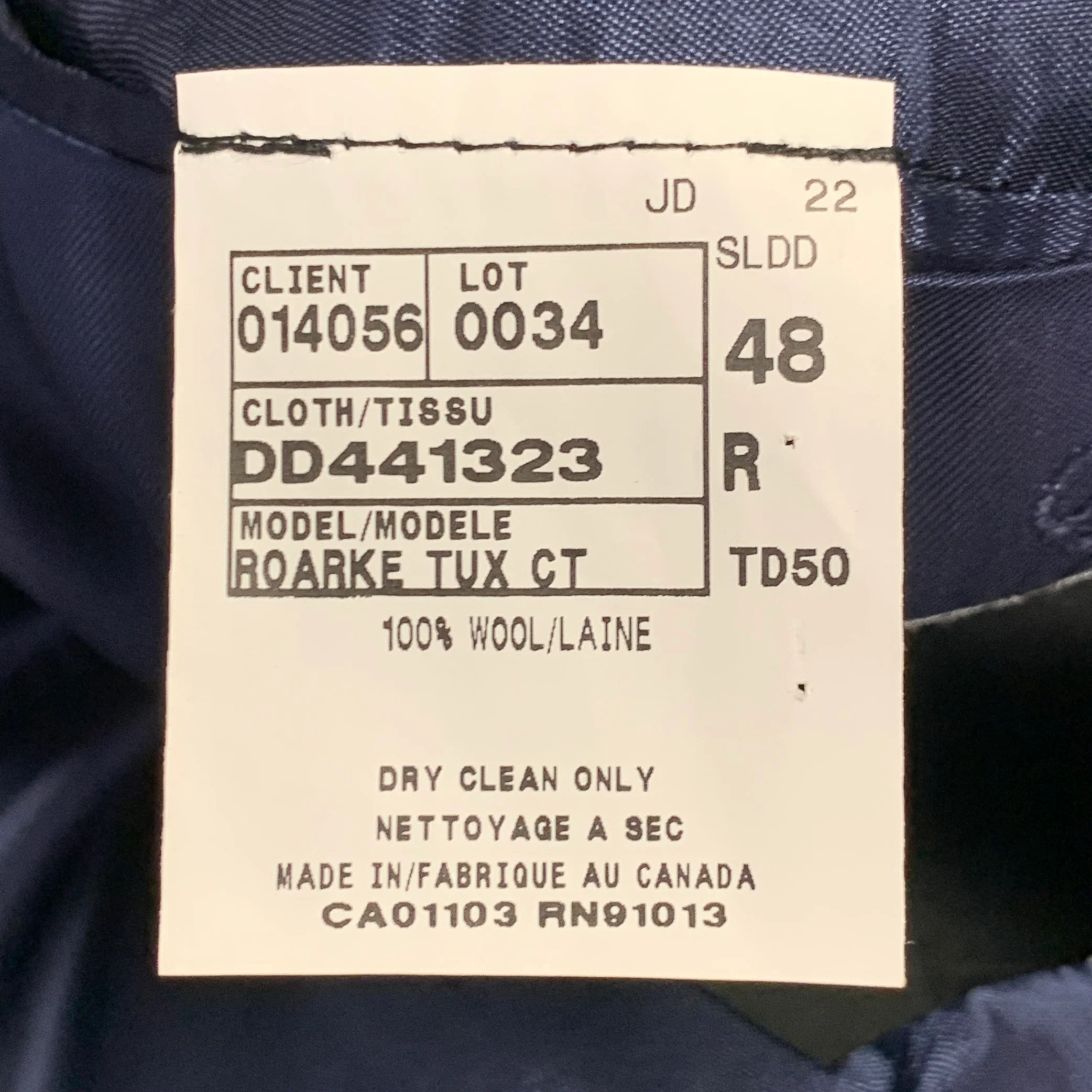 DAVID DONAHUE Size 48 Roarke Black Wool Notch Lapel Tuxedo - Image 10