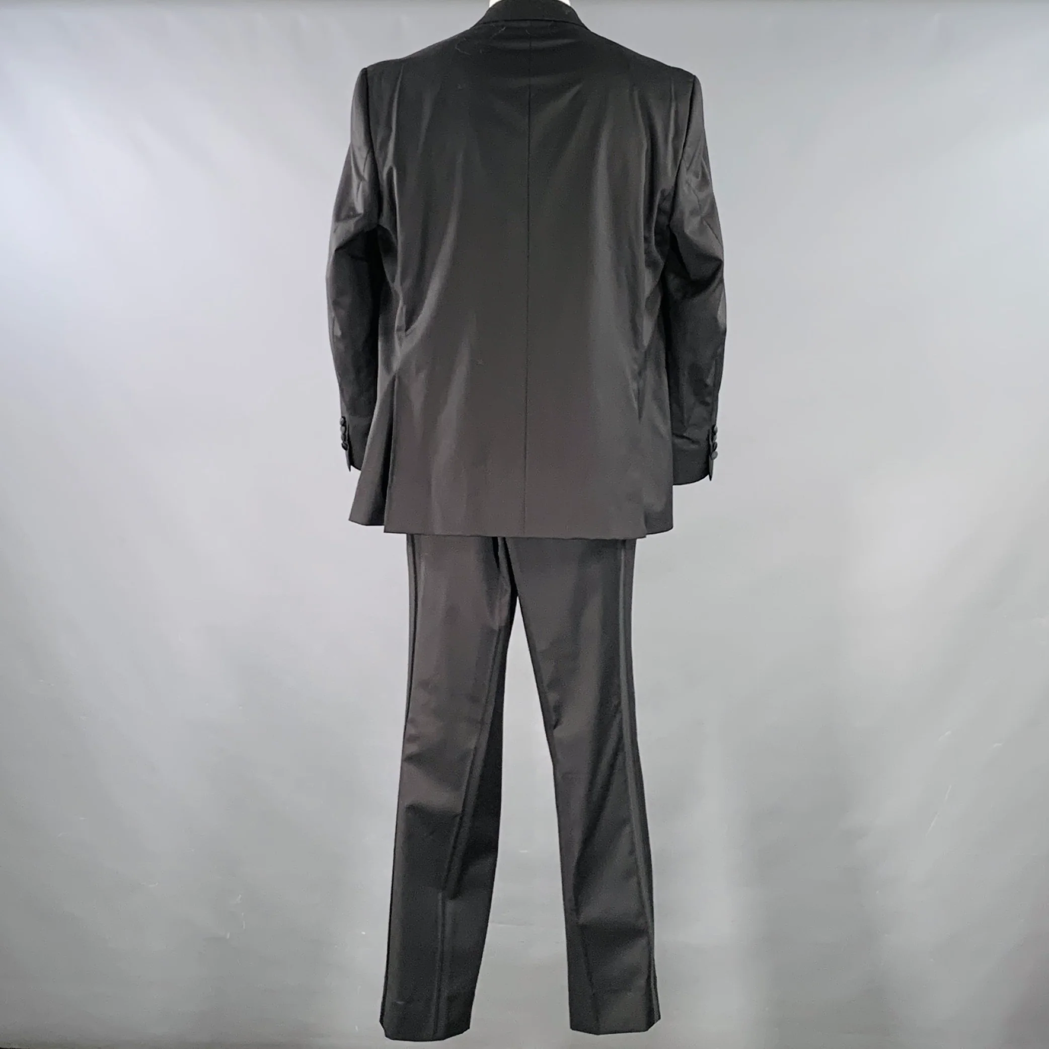 DAVID DONAHUE Size 48 Roarke Black Wool Notch Lapel Tuxedo - Image 3