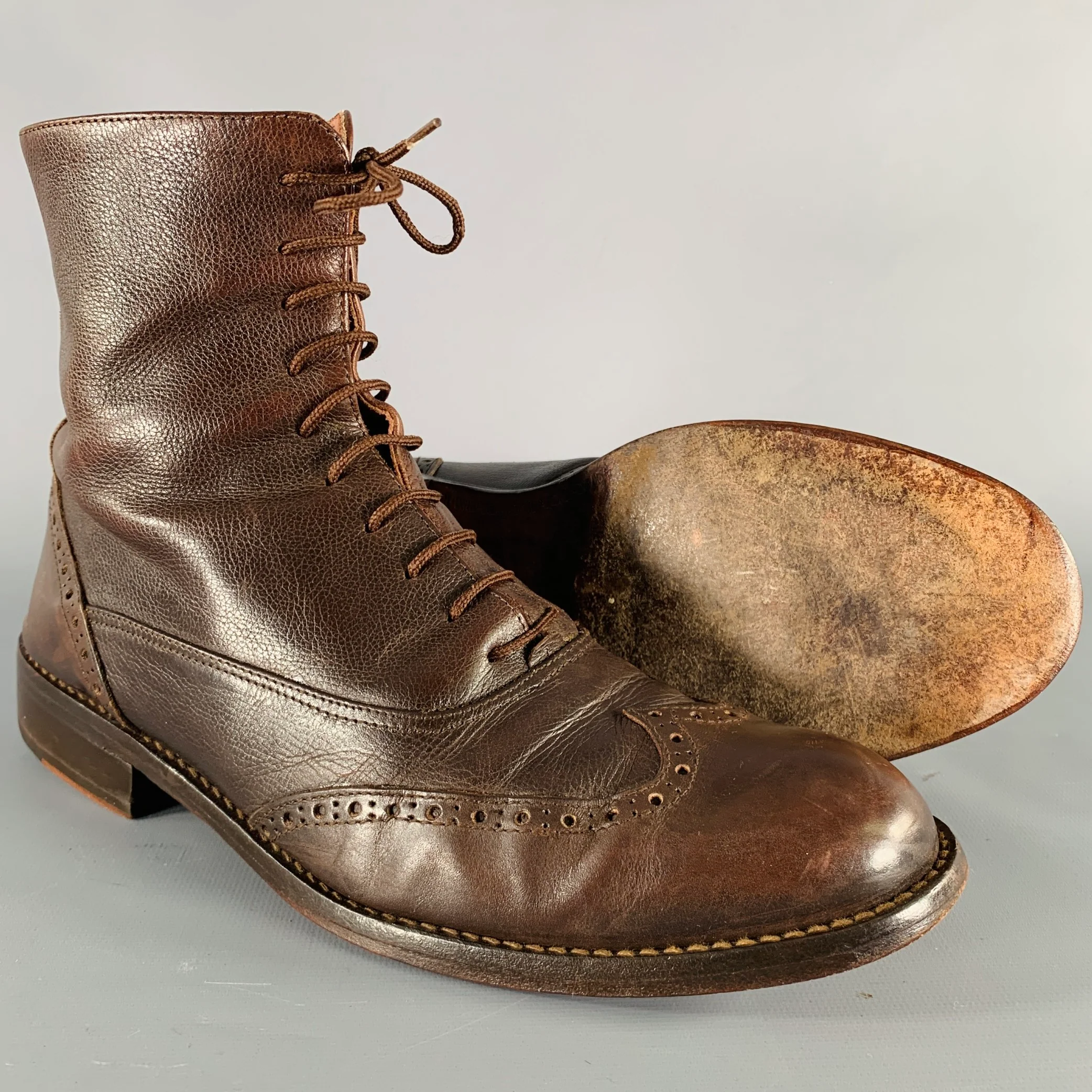 DAVID & JOAN Size 9 Brown Perforated Leather Pull On Boots - Image 5