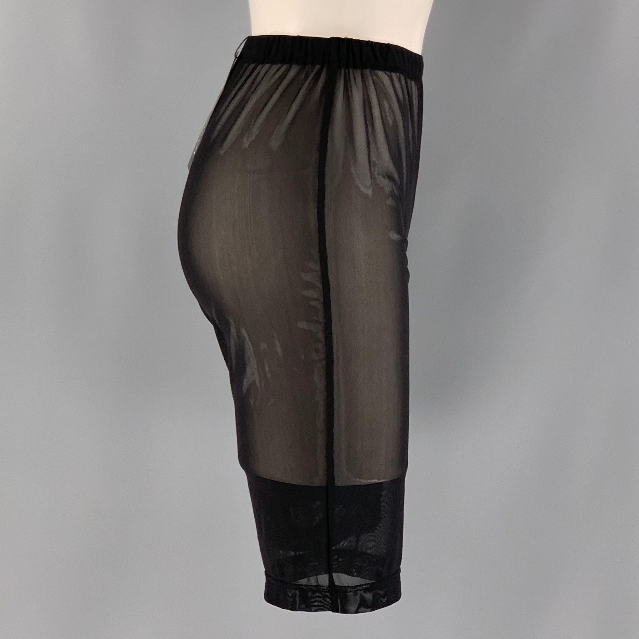 DAVID KOMA Size 10 Black Polyester Elastane See Through Shorts - Image 2