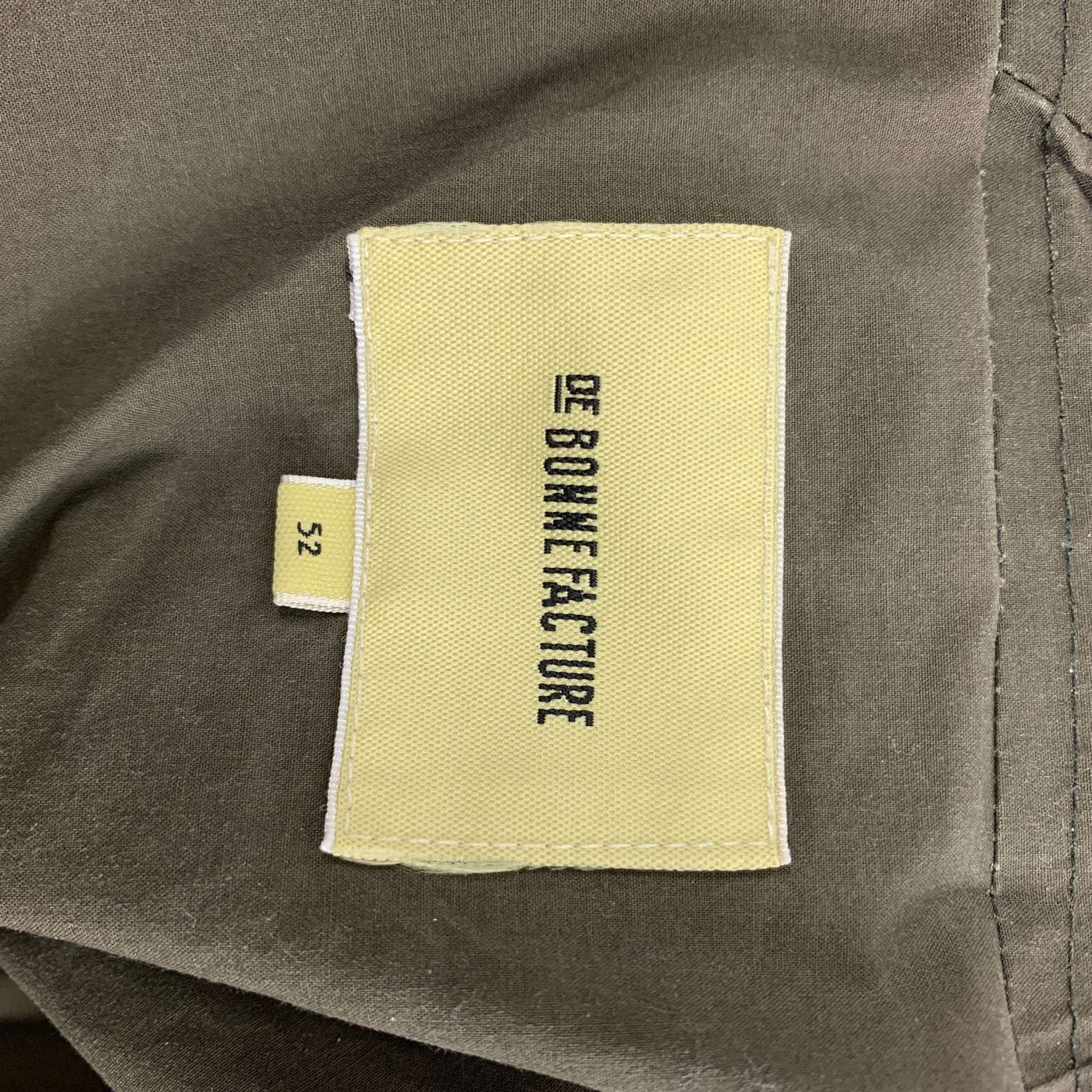 DE BONNE FACTURE Size M Green Olive Cotton Hooded Jacket - Image 6