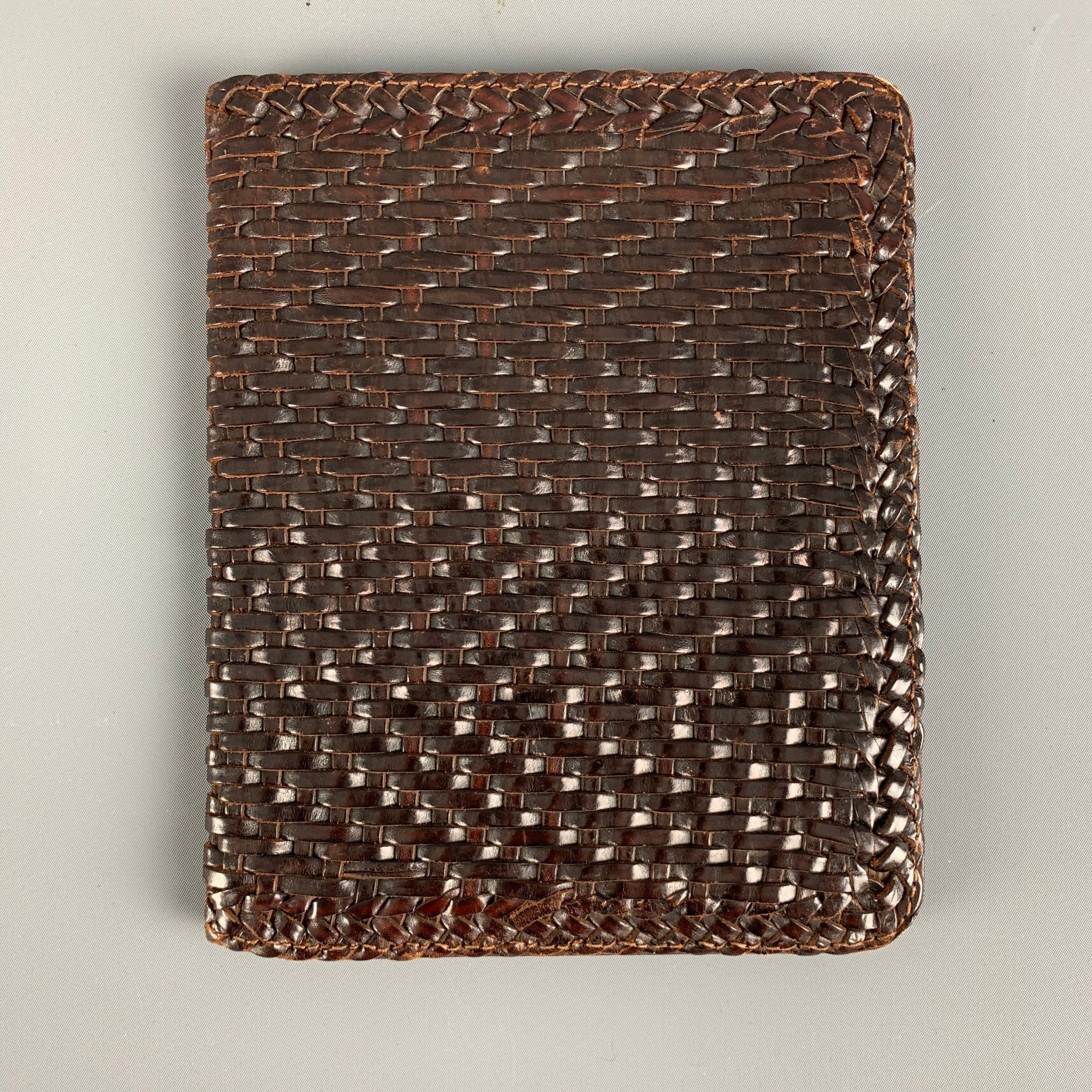 DE VECCHI Brown Woven Leather Portfolio Handbag & Leather Goods