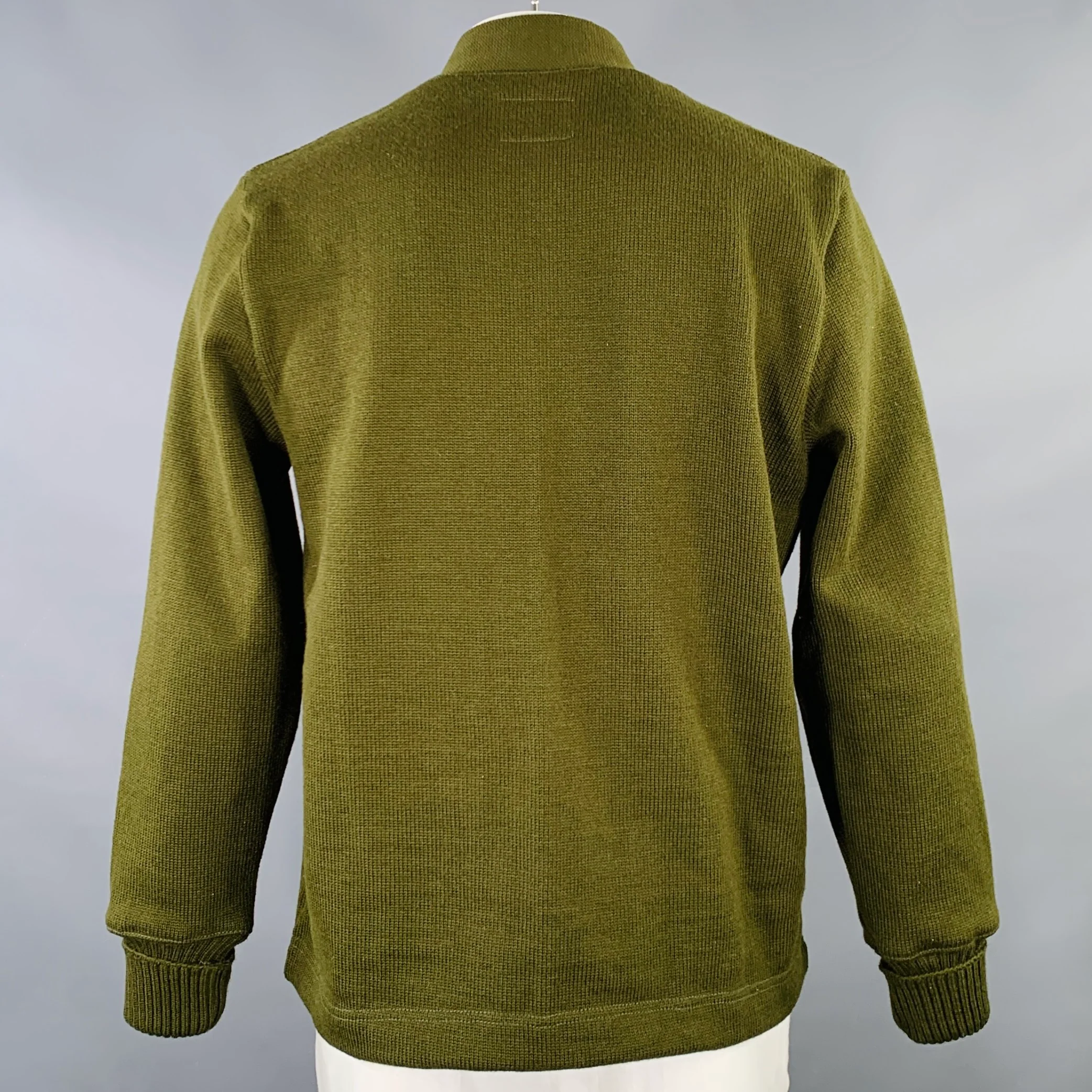 DEHEN 1920 Size XL Green Knit Wool Two Pockets Cardigan - Image 4