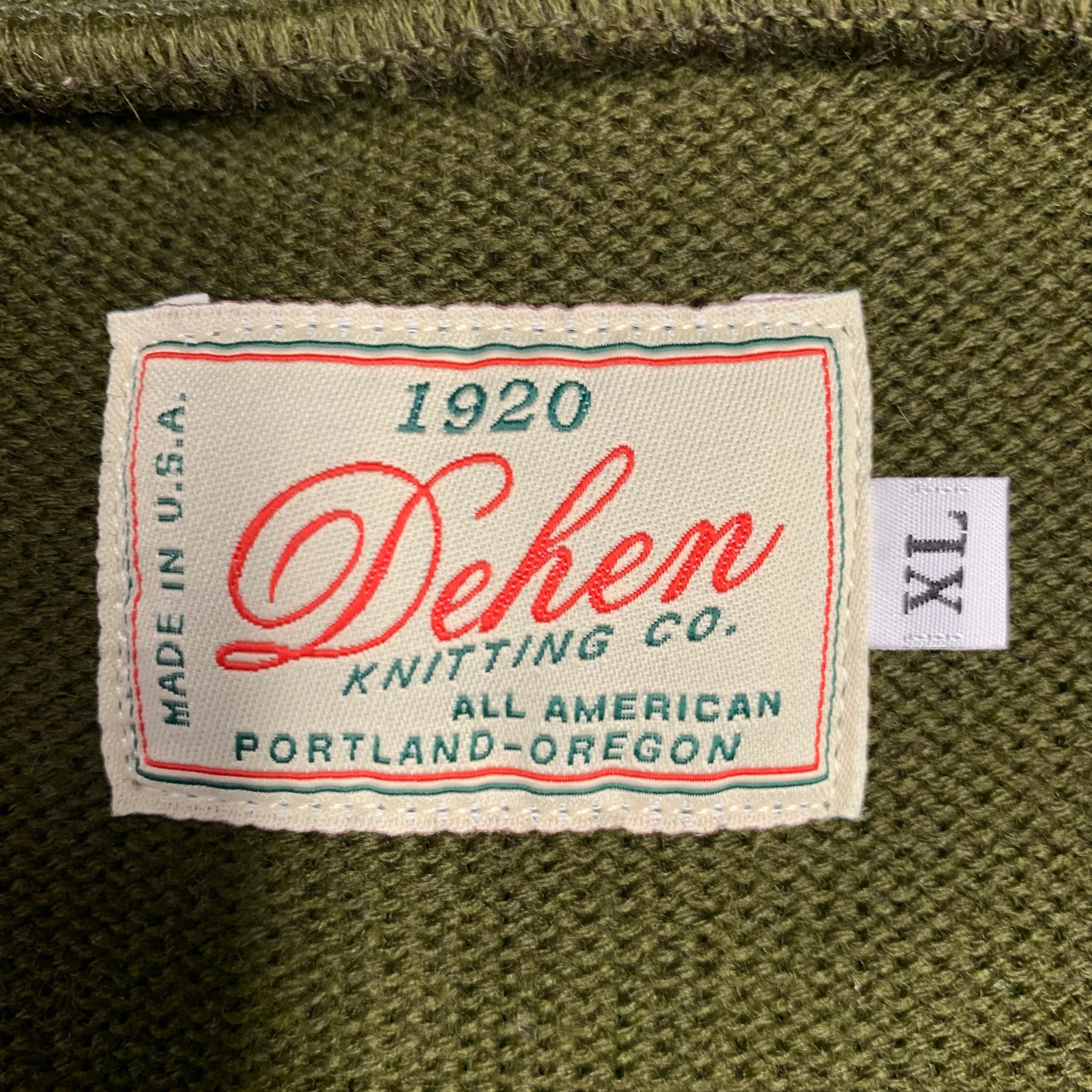 DEHEN 1920 Size XL Green Knit Wool Two Pockets Cardigan - Image 5