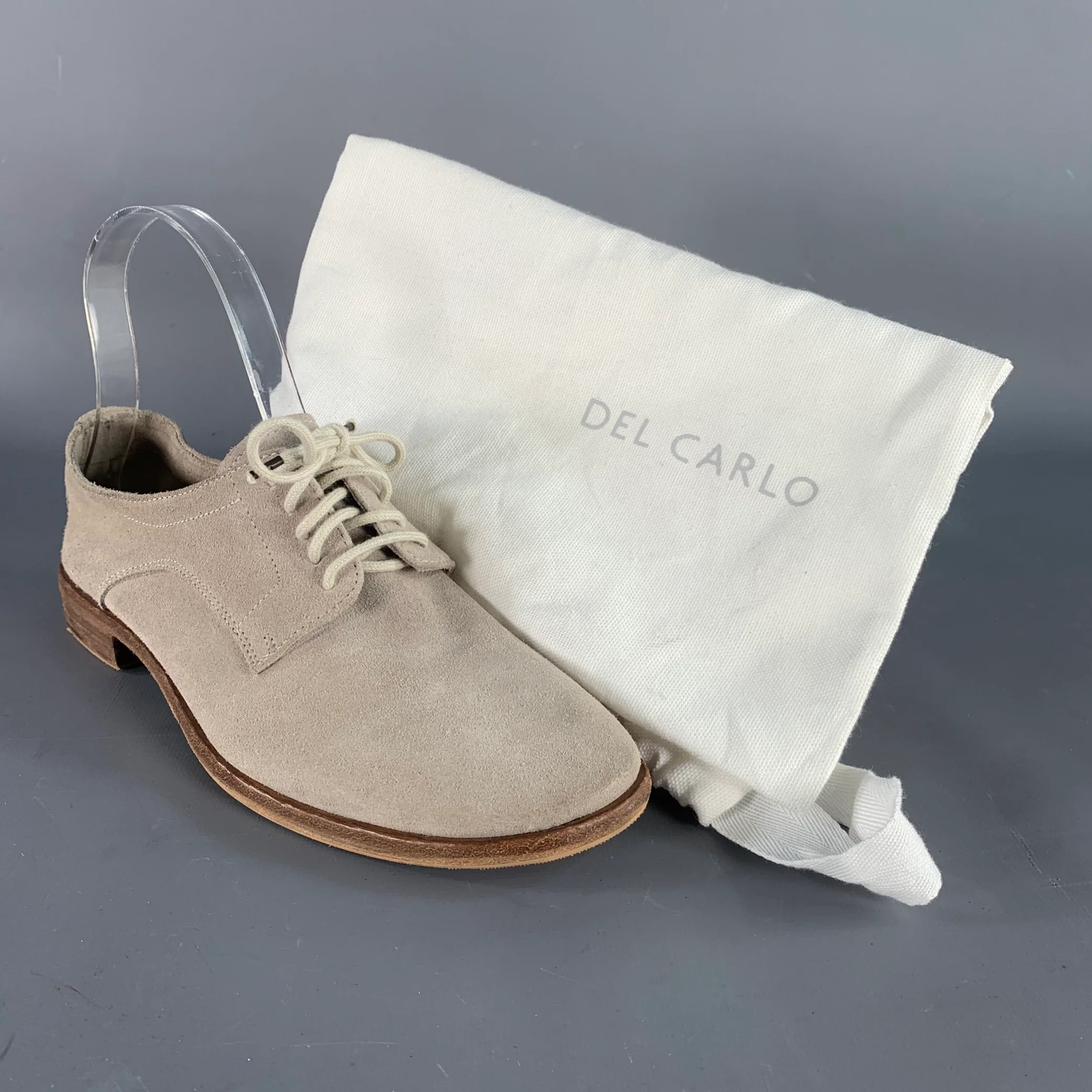 DEL CARLO Size 6.5 Grey Suede Lace-Up Derby Shoes - Image 12