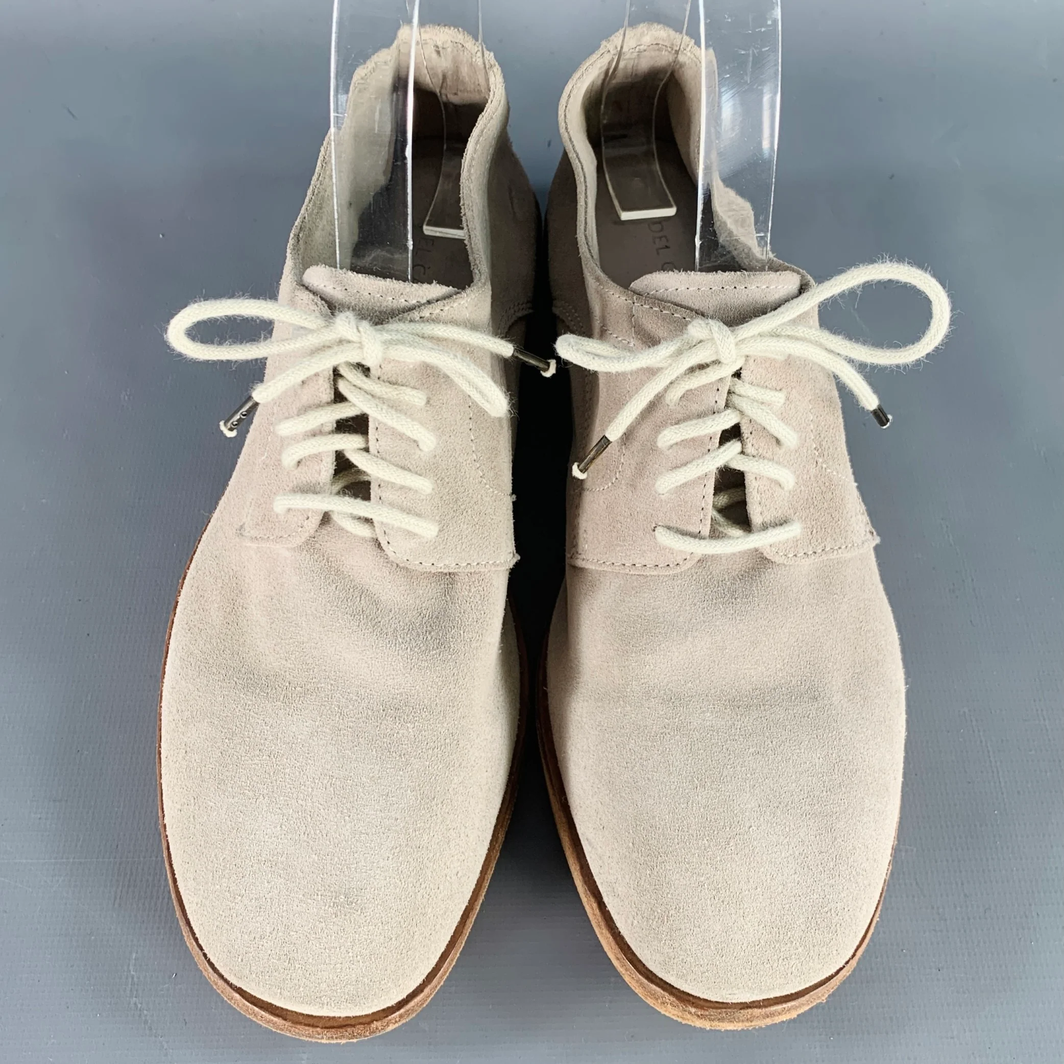 DEL CARLO Size 6.5 Grey Suede Lace-Up Derby Shoes - Image 4