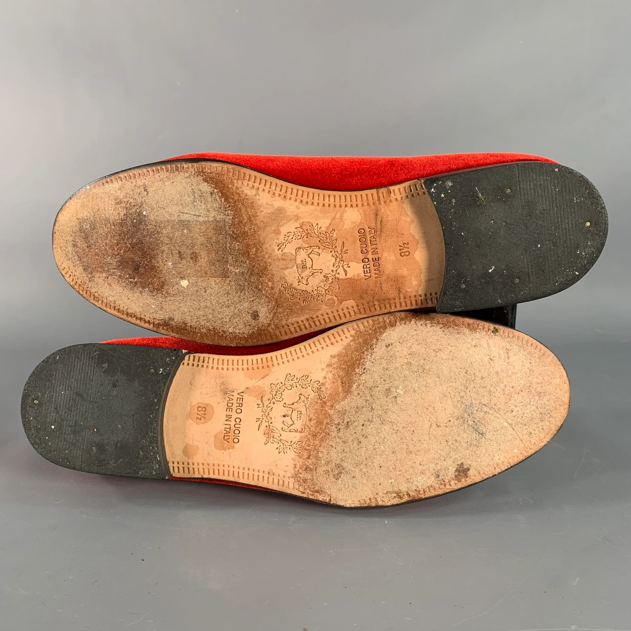 DEL TORO Size 8.5 Red Velvet Grosgrain Trim Slip On Loafers - Image 6