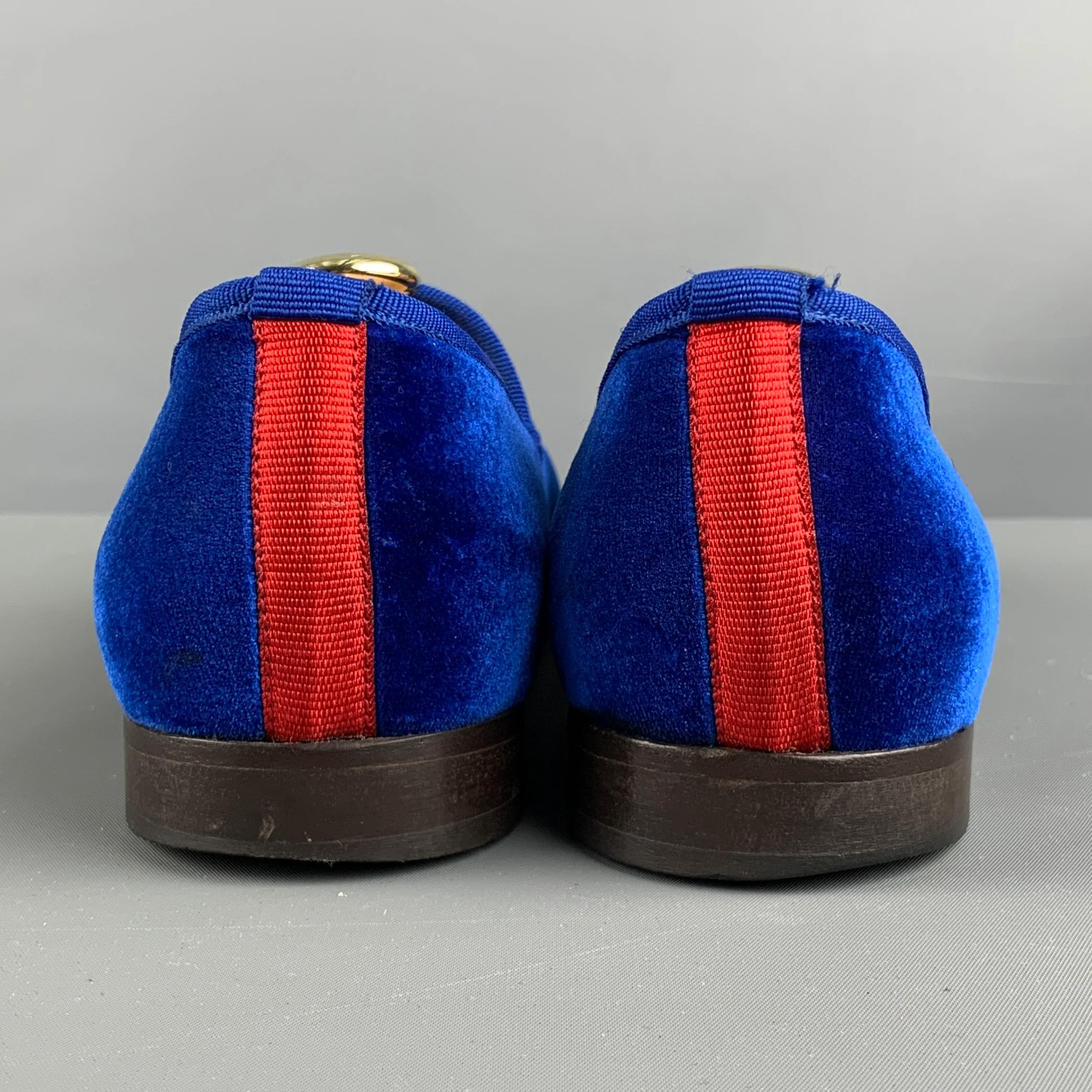 DEL TORO Size 9.5 Royal Blue Textured Velvet Slip On Loafers - Image 3